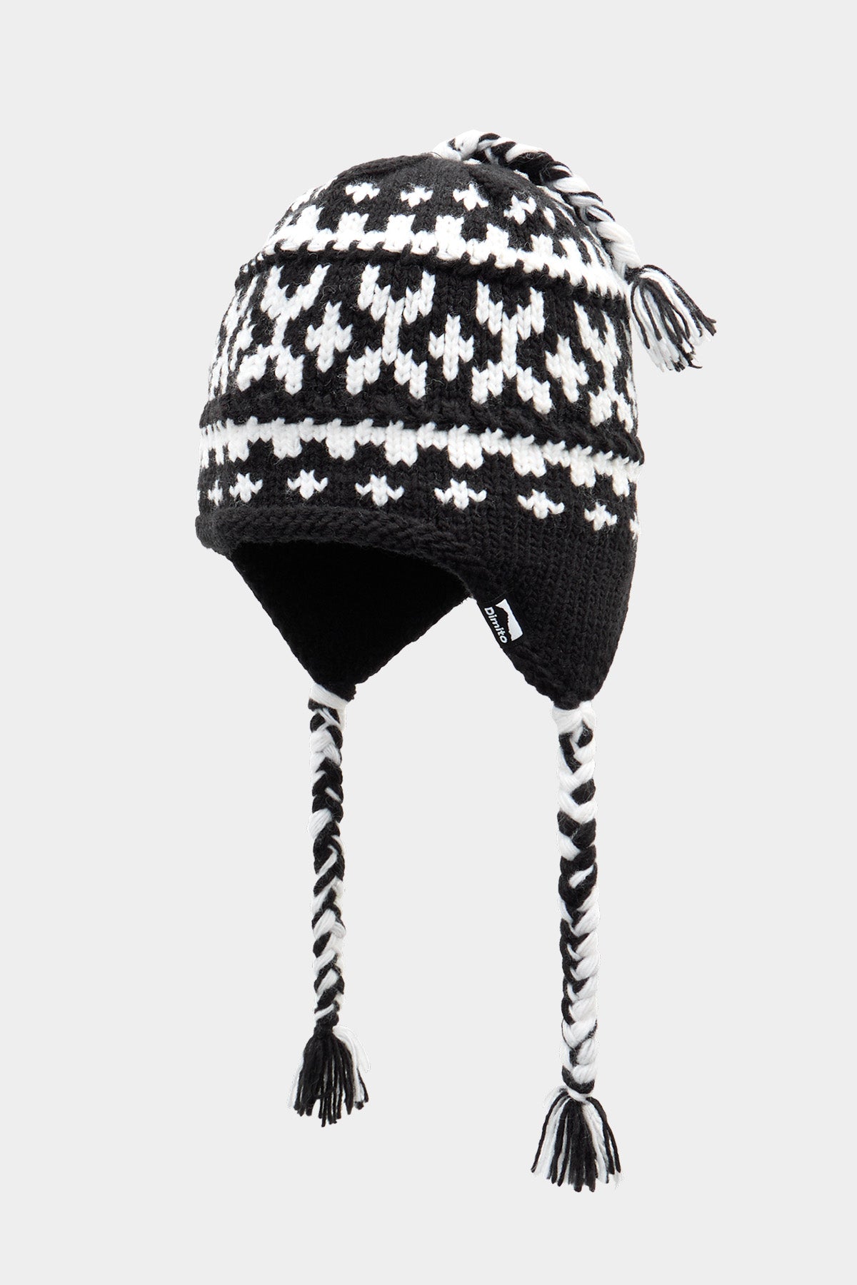 25 CROCHET EAR FLAP BEANIE BLACK