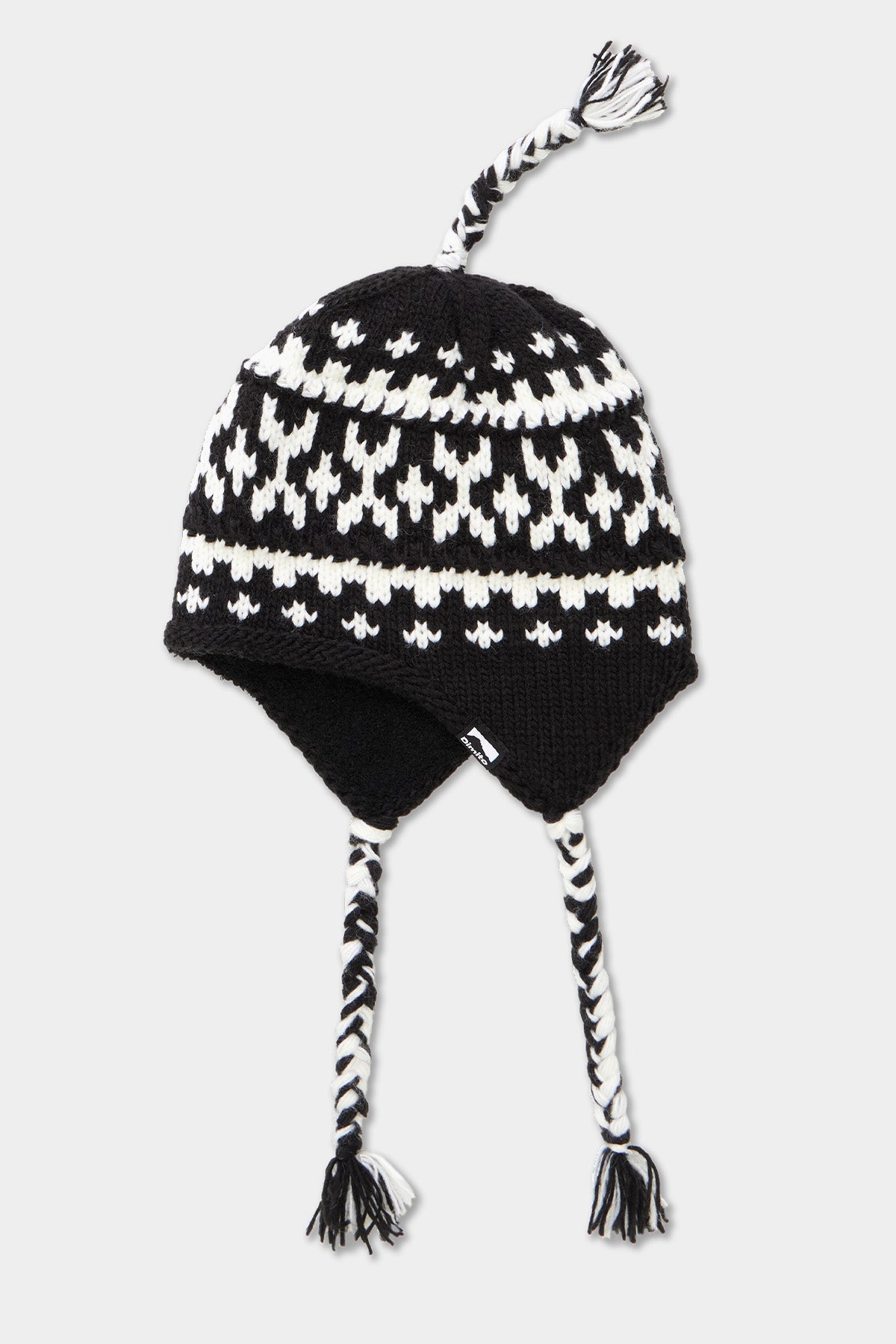 25 CROCHET EAR FLAP BEANIE BLACK