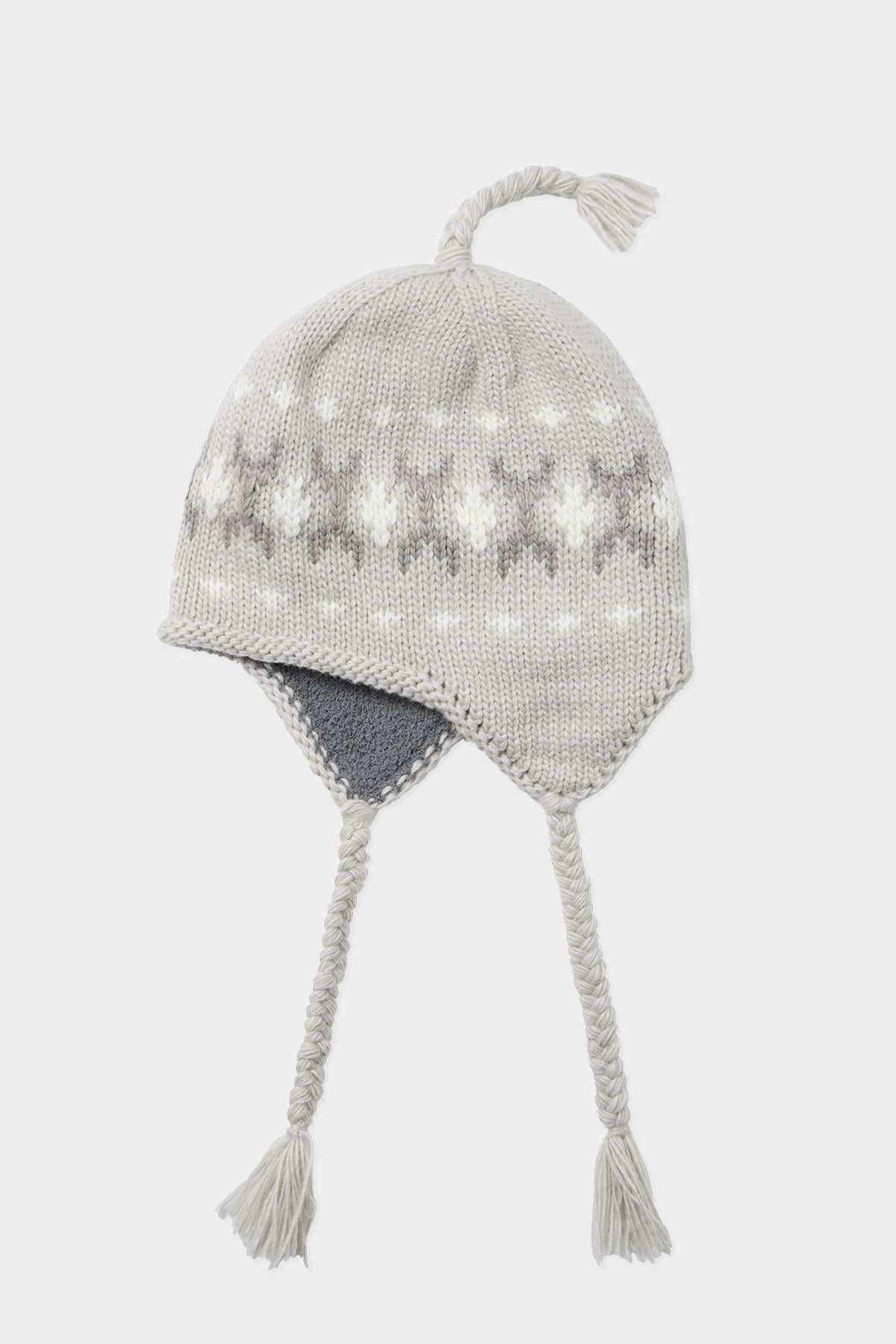 SIMPLE CROCHET EAR FLAP BEANIE GREY