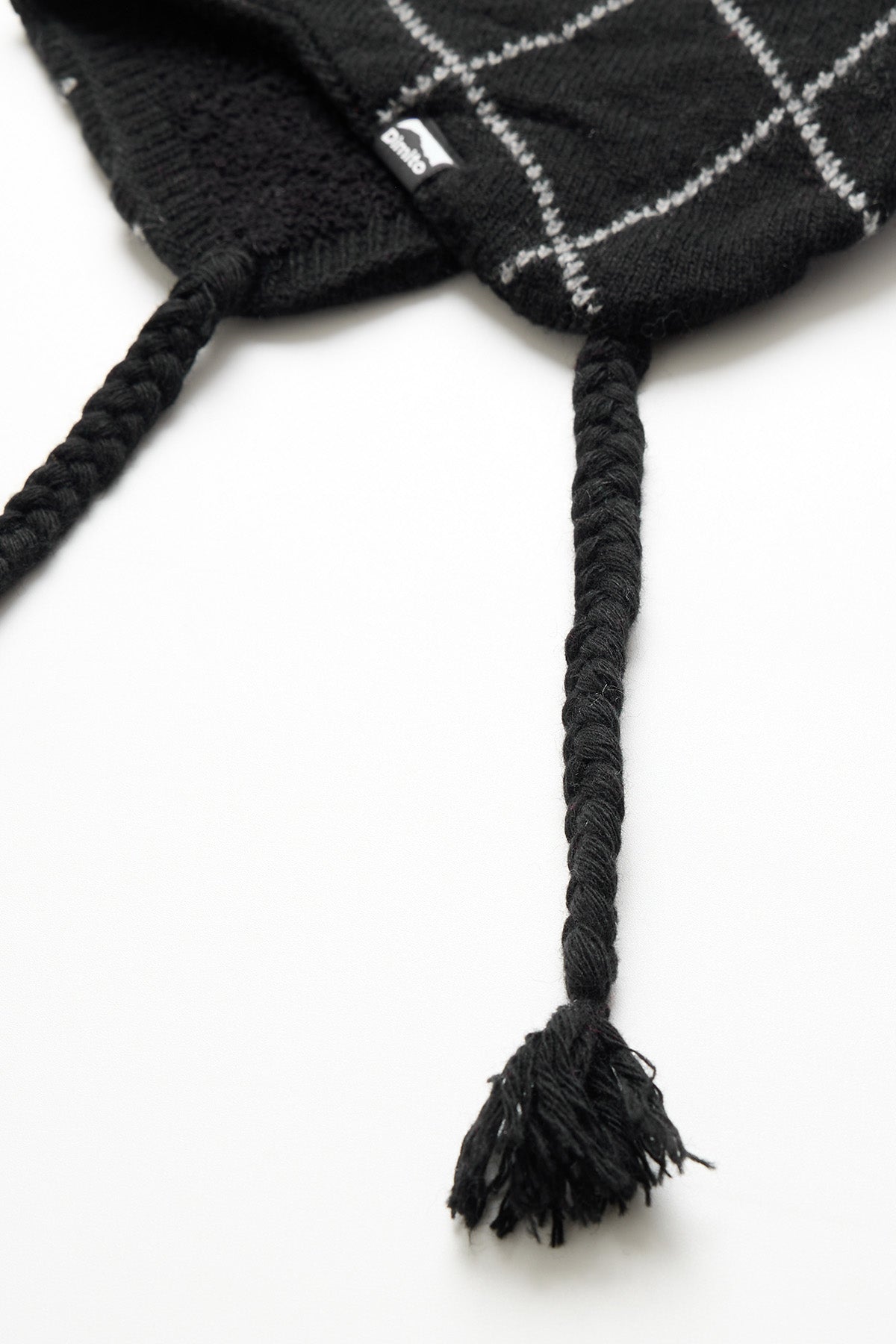 BASIC ARGYLE EAR FLAP BEANIE BLACK
