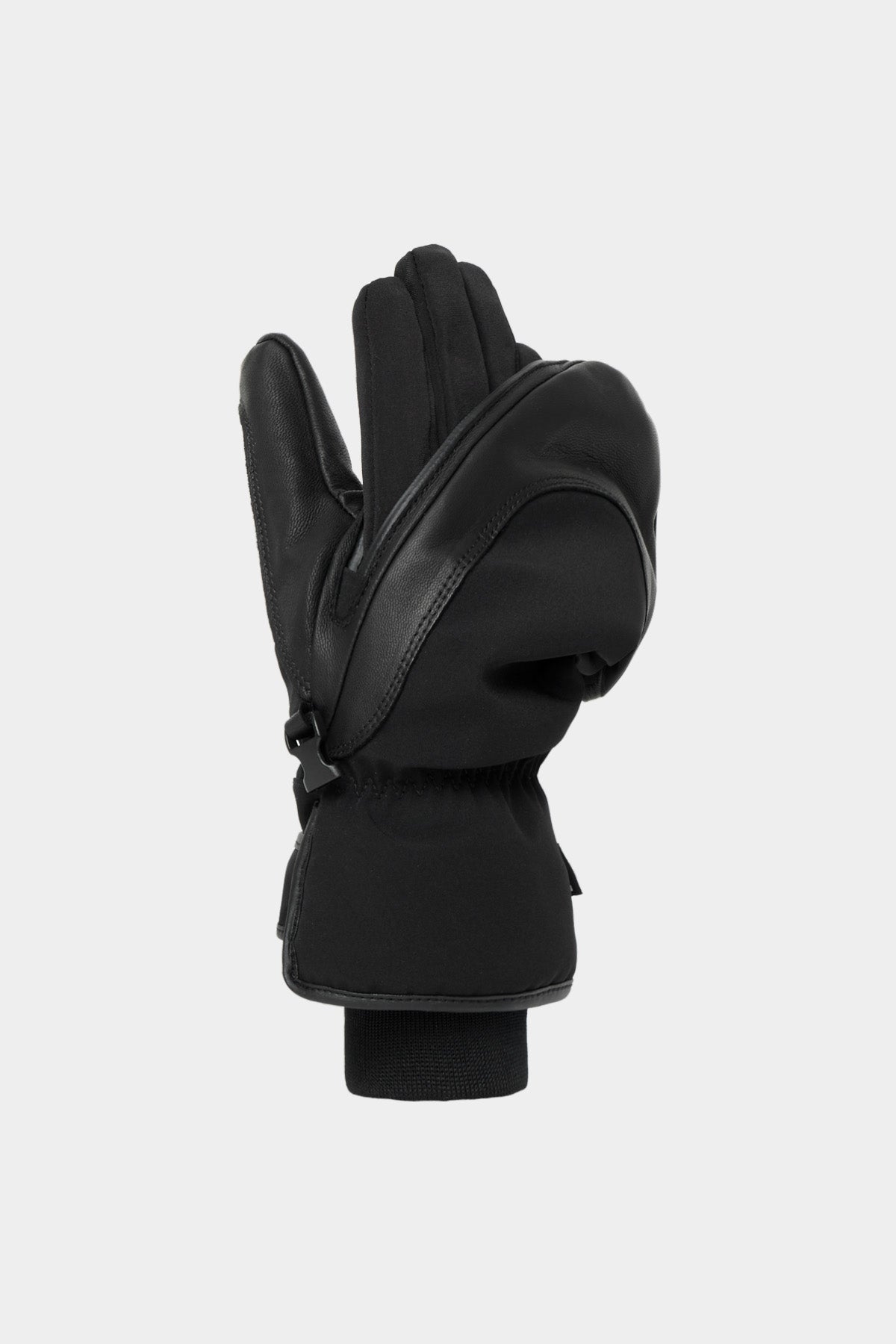 LEATHER 3-WAY OPEN MITTEN BLACK