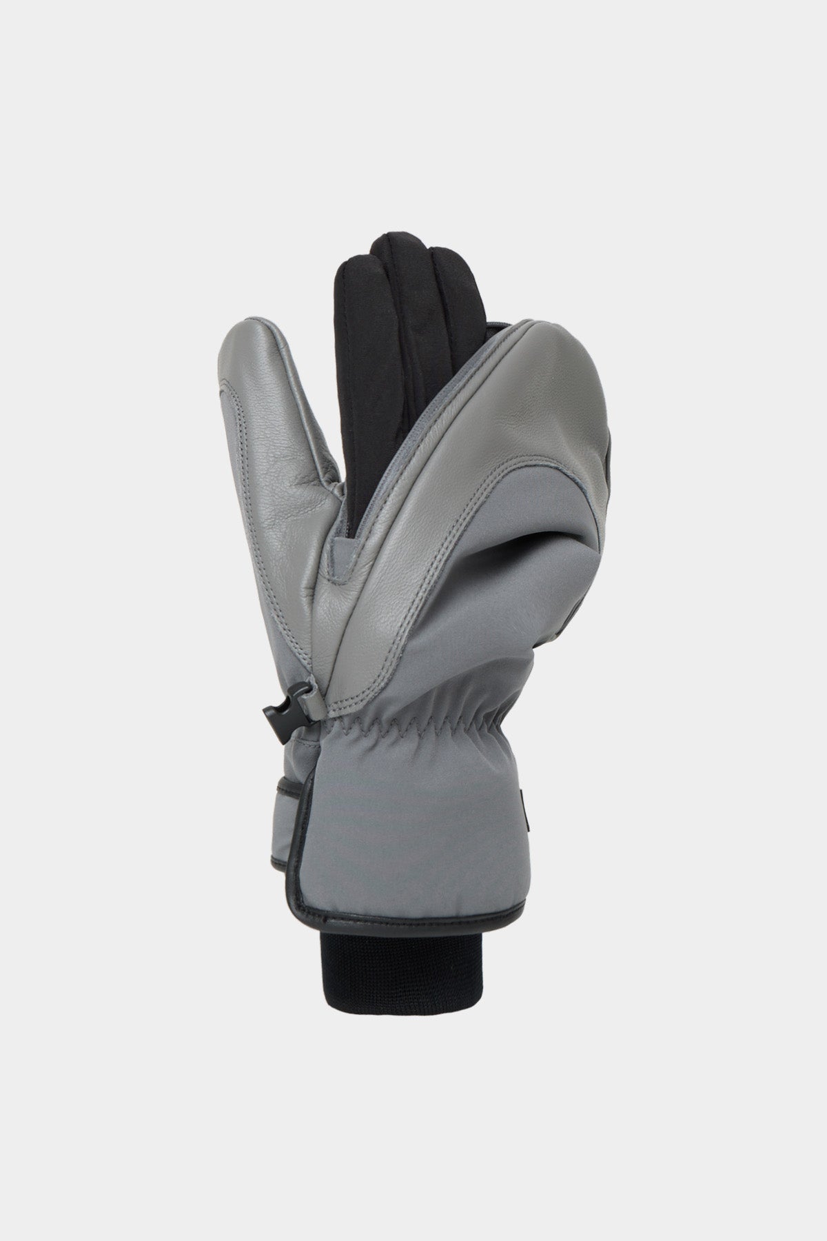 LEATHER 3-WAY OPEN MITTEN COOL GREY