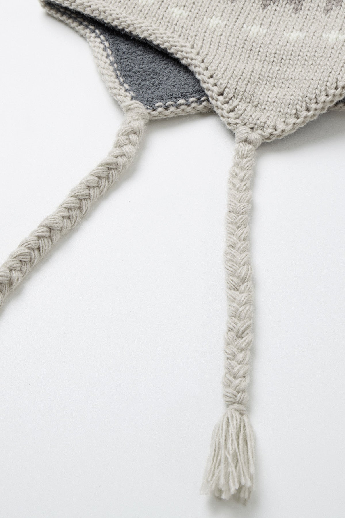 SIMPLE CROCHET EAR FLAP BEANIE GREY