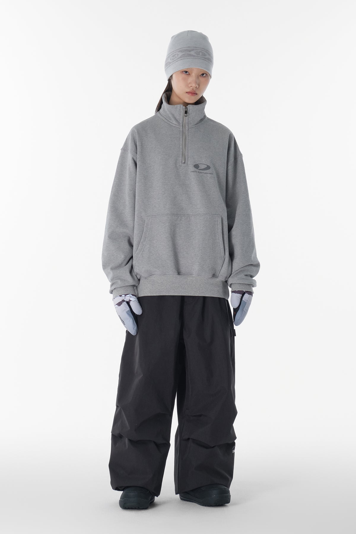 CIRCLE LOGO HALF ZIP SWEATSHIRT ASH