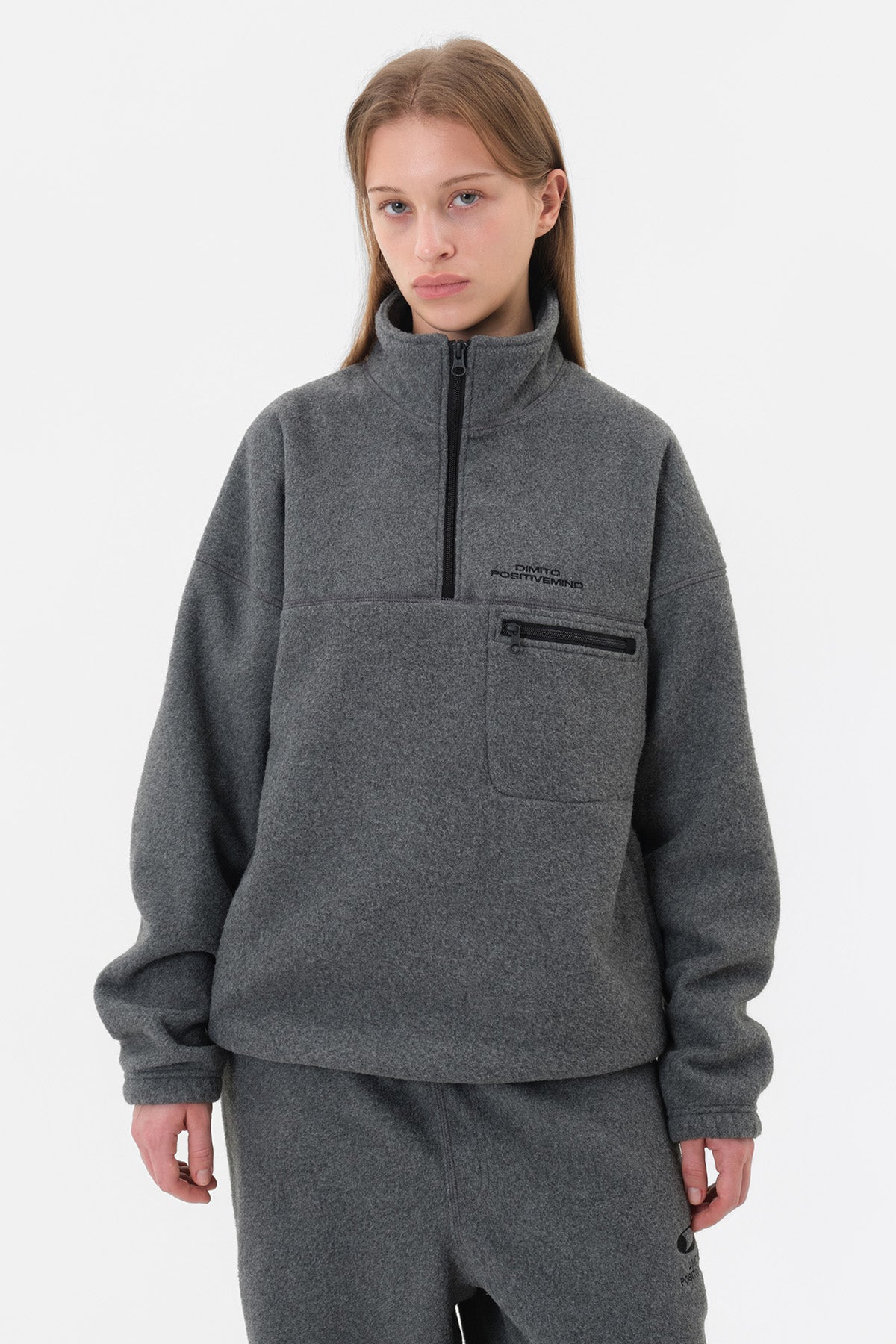 25 FLEECE HALF ZIP HEATHER GREY