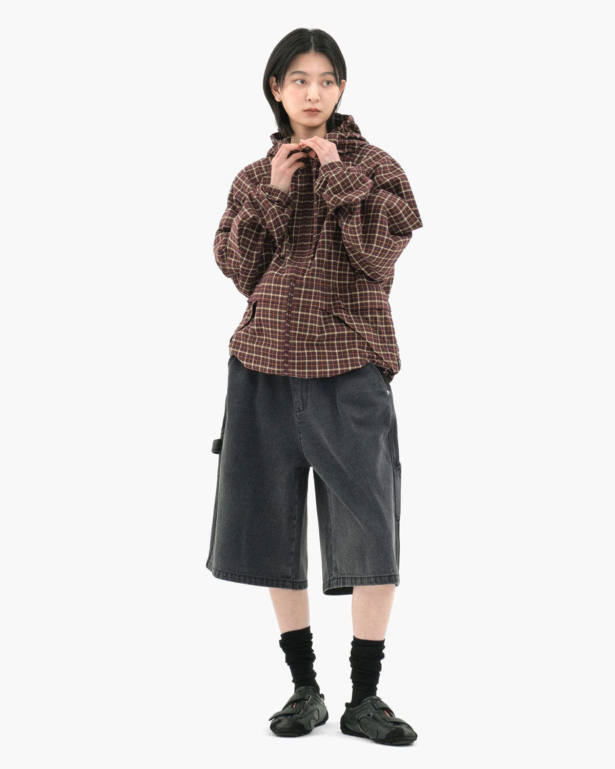 CHECK HOODED JACKET