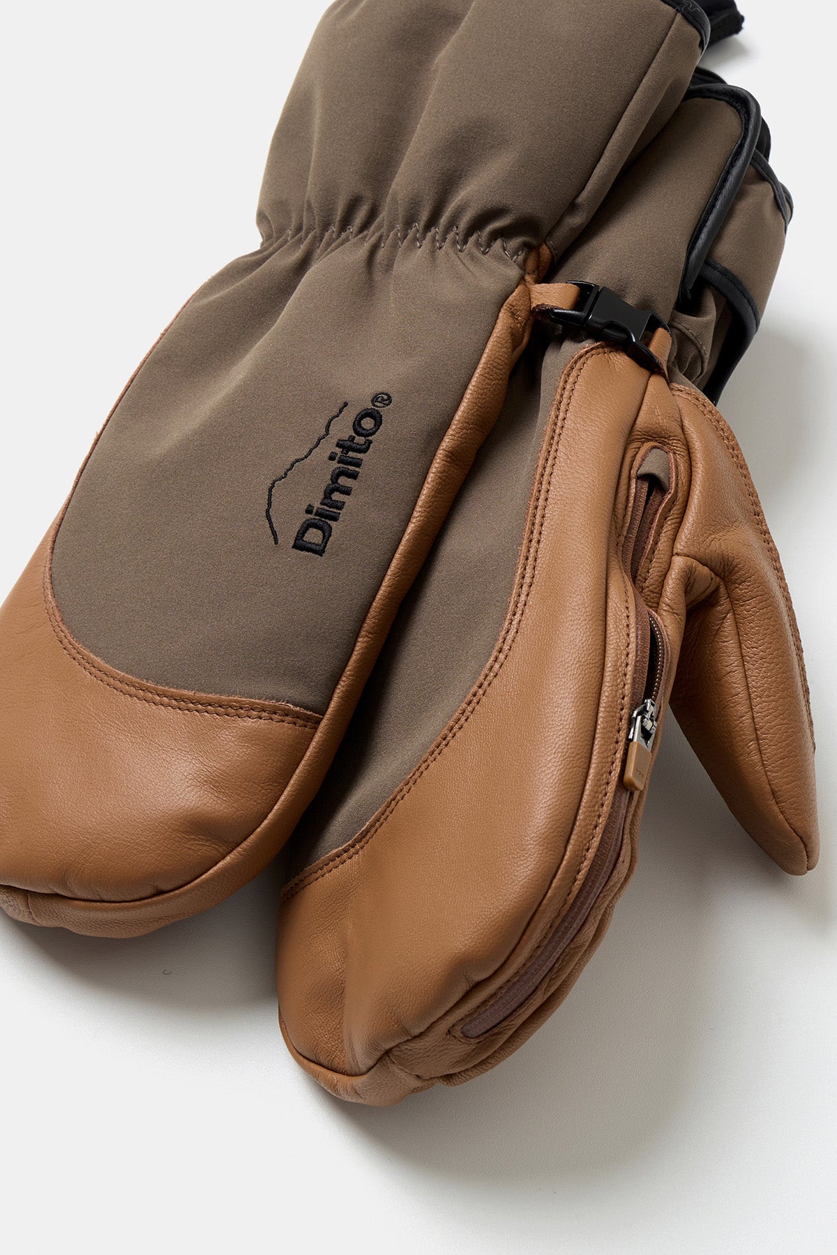 LEATHER 3-WAY OPEN MITTEN MUD