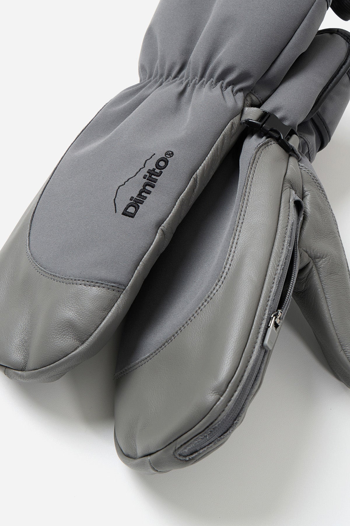 LEATHER 3-WAY OPEN MITTEN COOL GREY