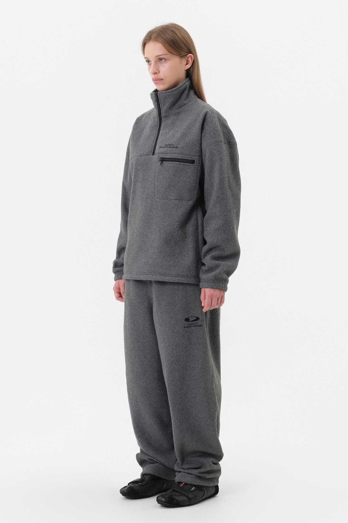 25 FLEECE HALF ZIP HEATHER GREY
