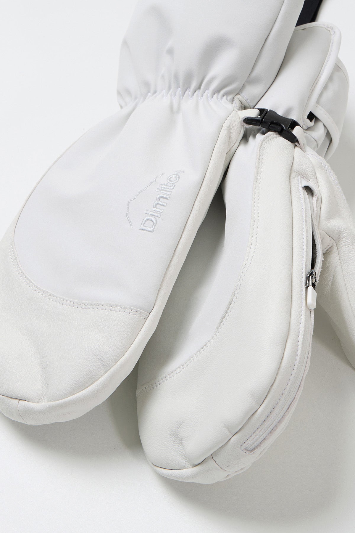LEATHER 3-WAY OPEN MITTEN COOL WHITE
