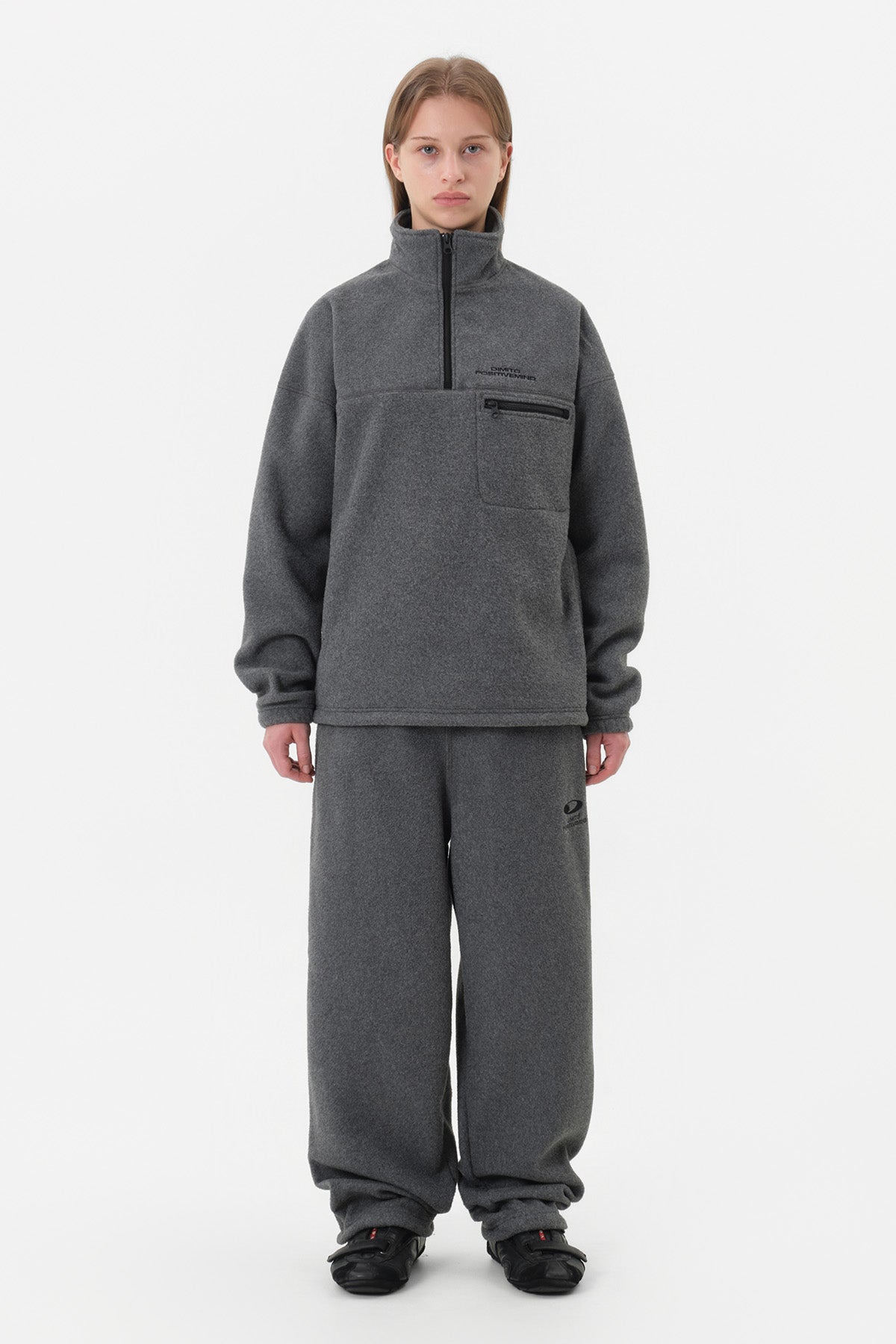 25 FLEECE HALF ZIP HEATHER GREY