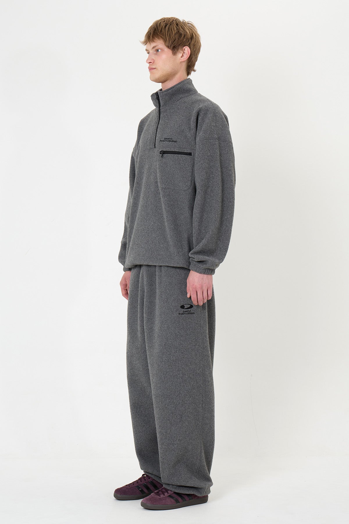 25 FLEECE HALF ZIP HEATHER GREY