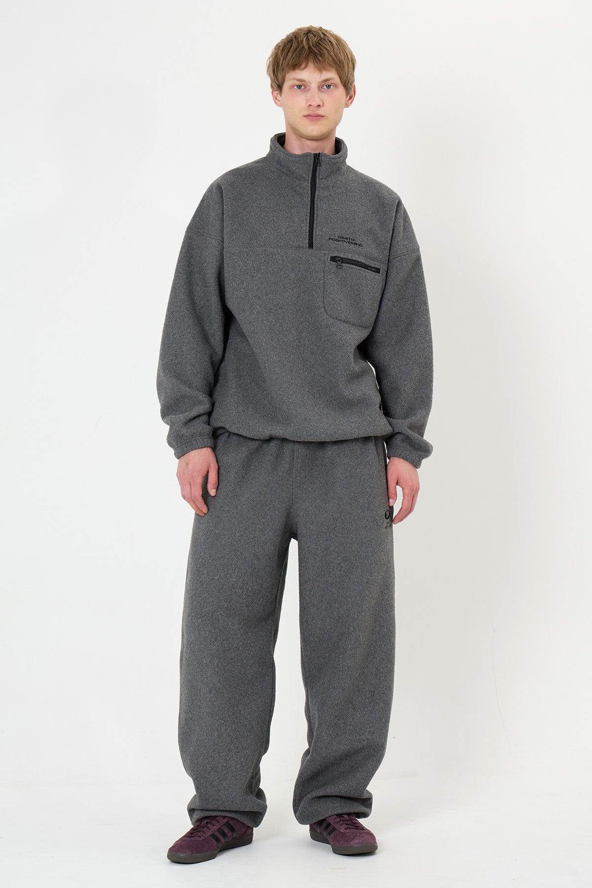 25 FLEECE HALF ZIP HEATHER GREY