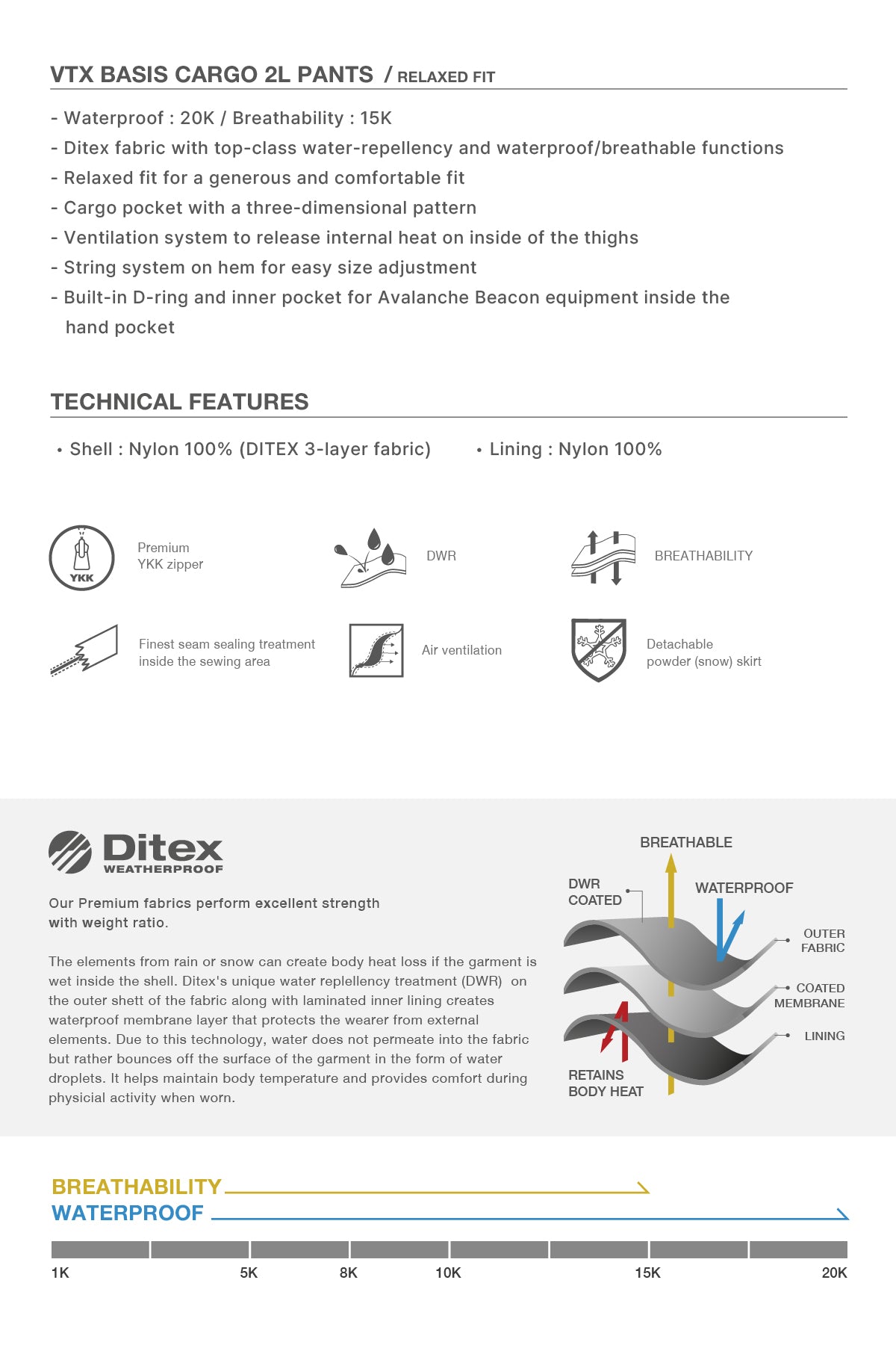 VTX BASIS CARGO 2L PANTS (RELAXED FIT) DARK SHADOW