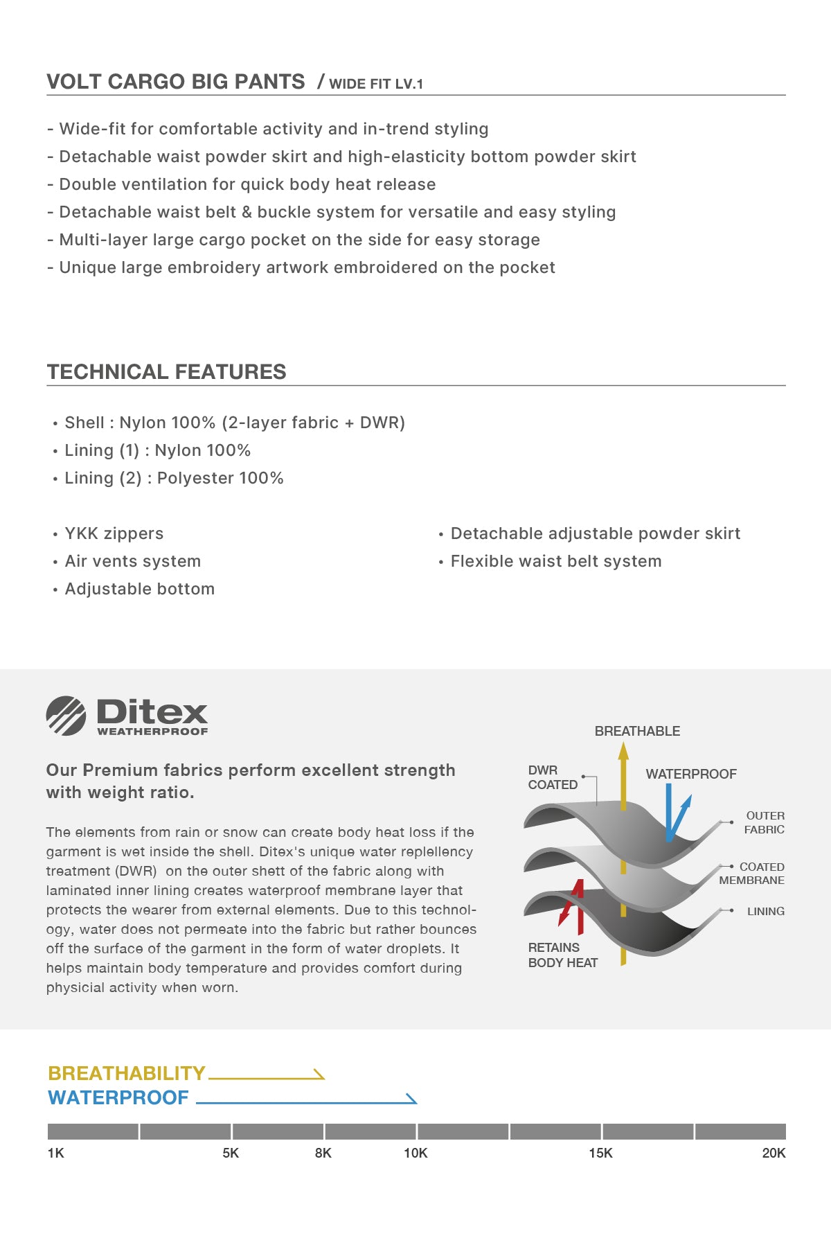 VOLT CARGO BIG PANTS (WIDE FIT LV.1) BLACK