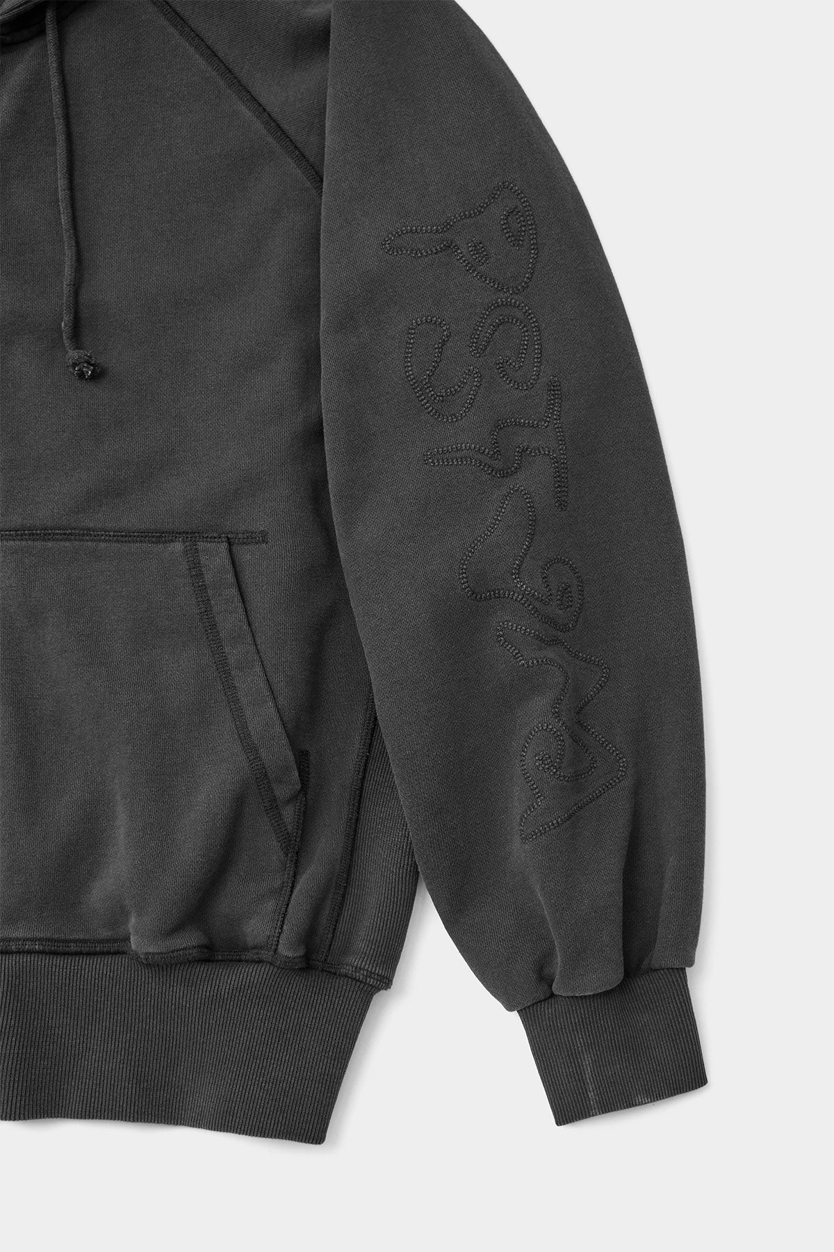 OVERLOCK ZIP-UP GD HOODIE WASHED BLACK