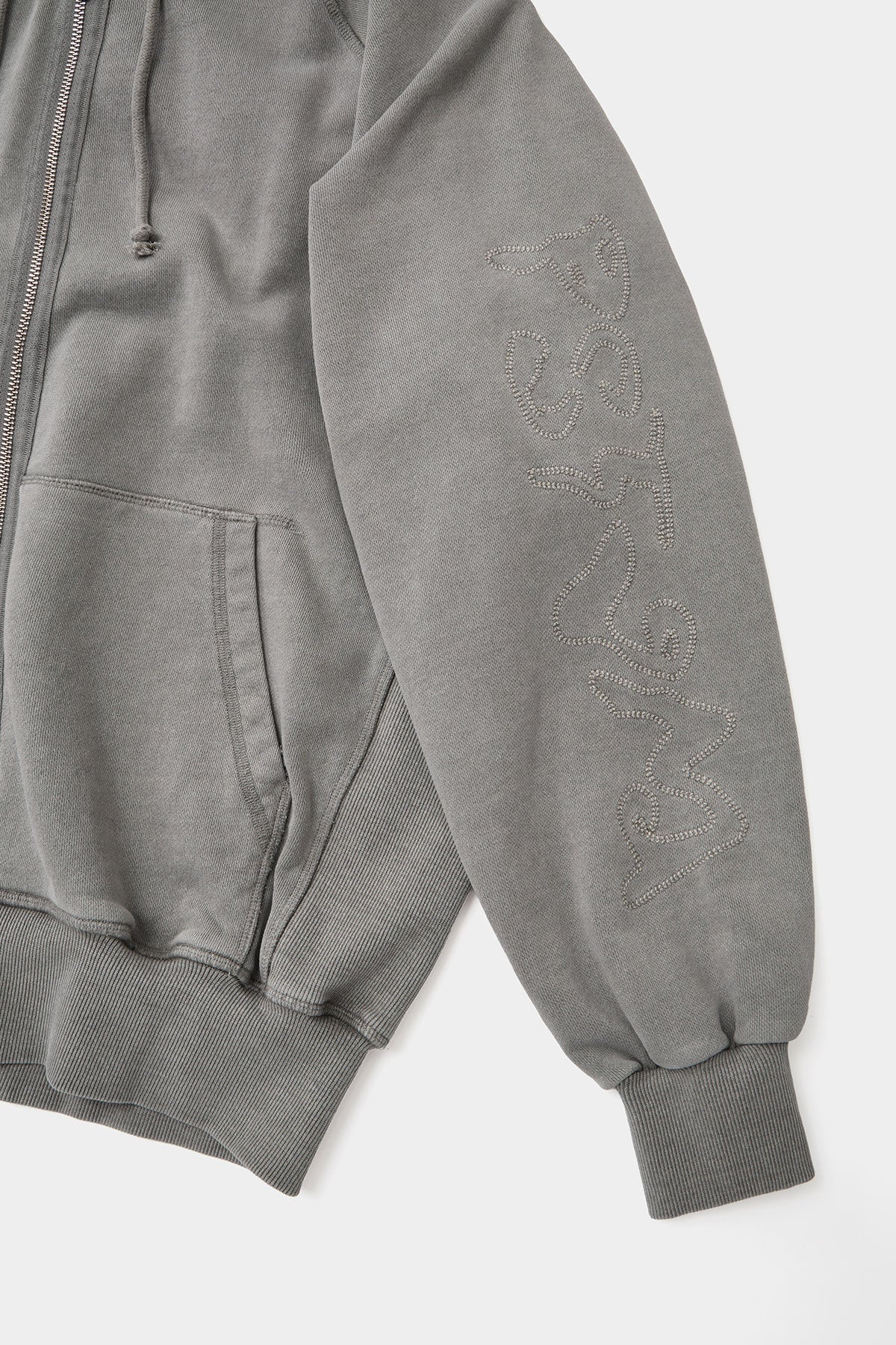 OVERLOCK ZIP-UP GD HOODIE WASHED GREY