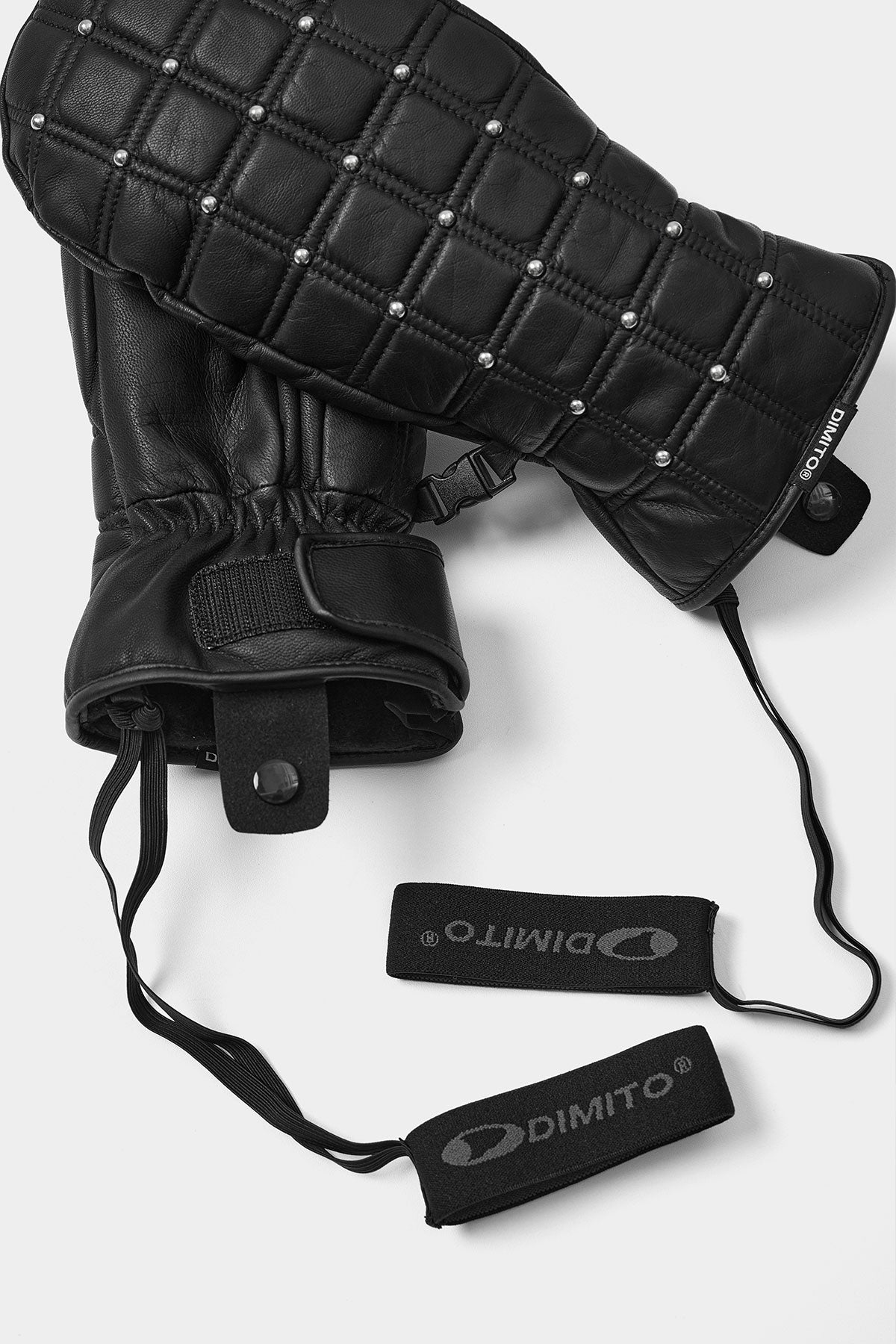 STUD LEATHER MITTEN BLACK