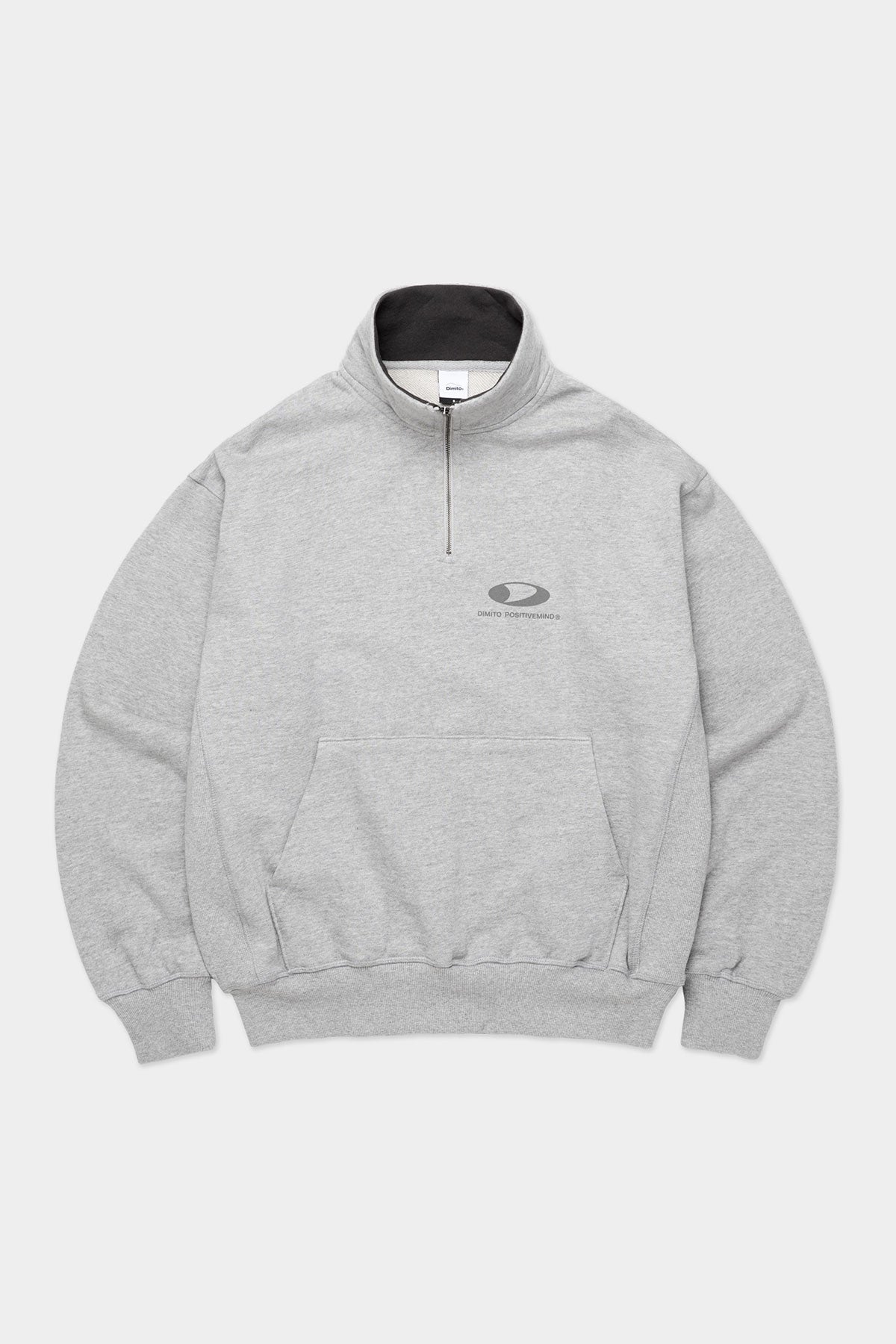 CIRCLE LOGO HALF ZIP SWEATSHIRT ASH