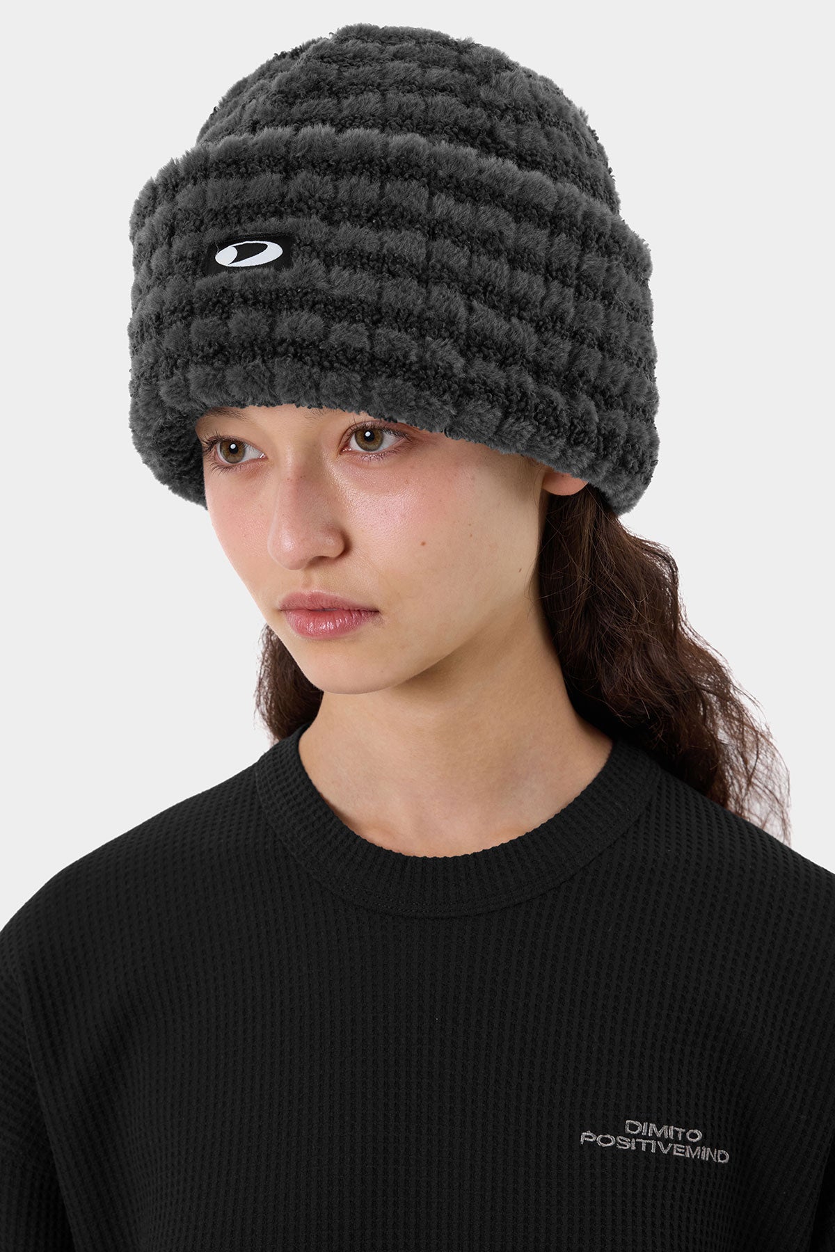 STRIPE BIG BEANIE COOL GREY