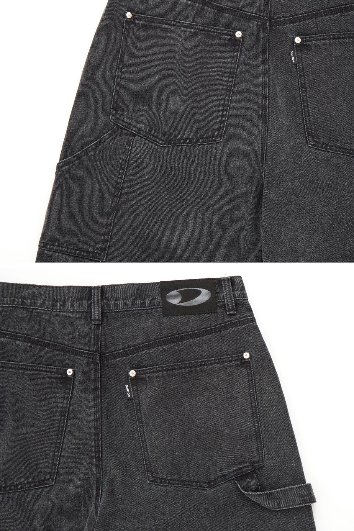 VERT CARPENTER DENIM SHORTS (LONG & LOOSE FIT) GREY