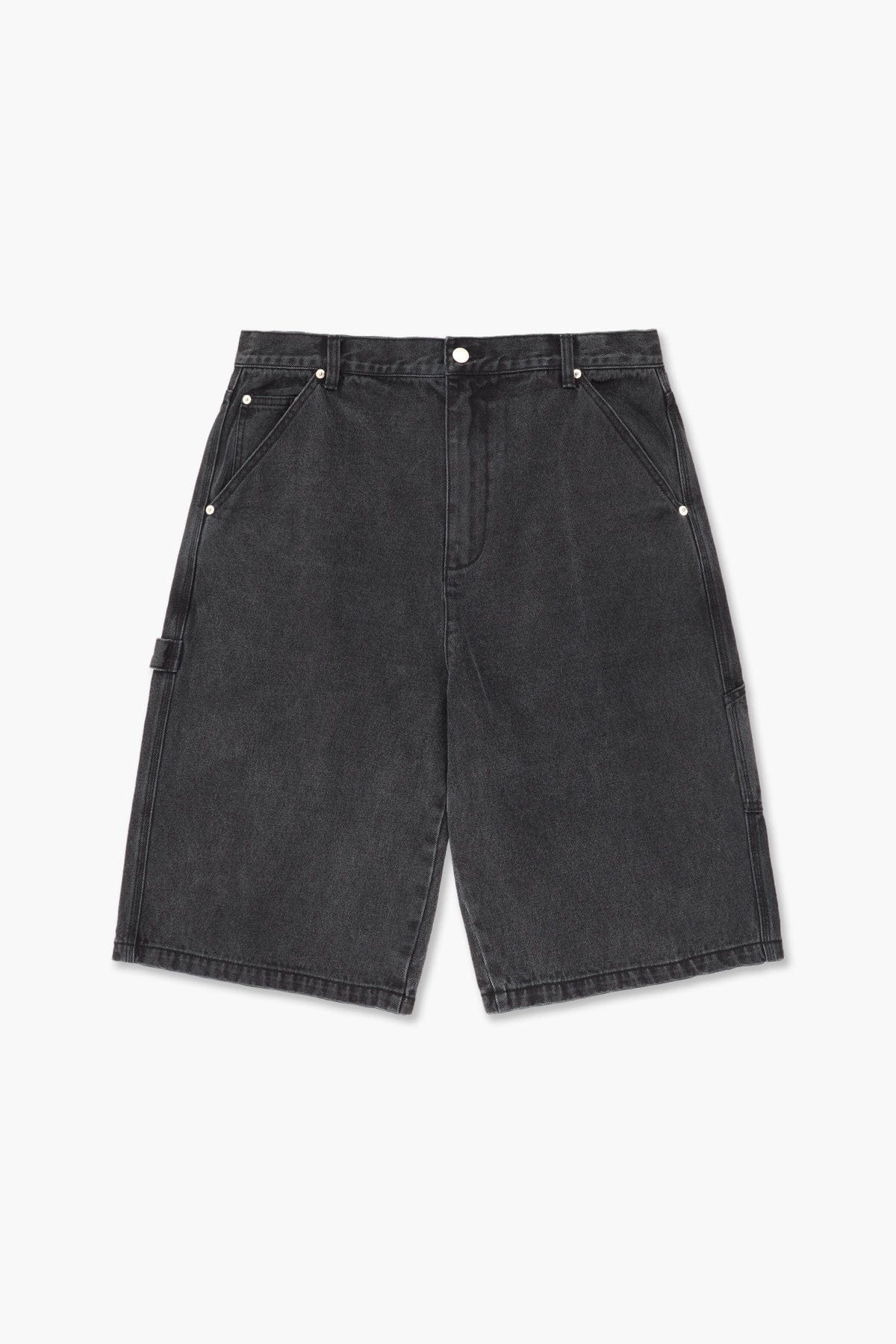 VERT CARPENTER DENIM SHORTS (LONG & LOOSE FIT) GREY