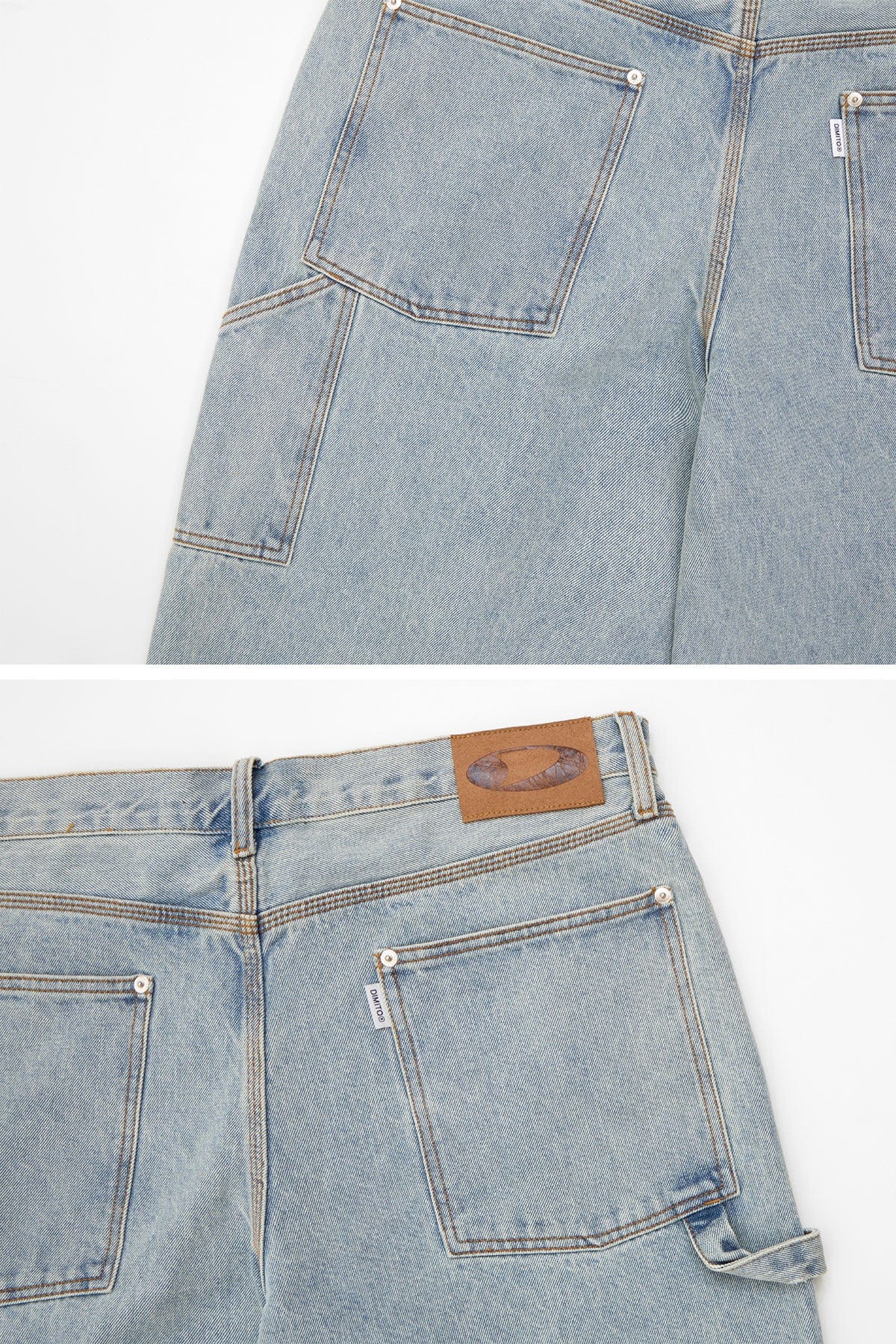 VERT CARPENTER DENIM SHORTS (LONG & LOOSE FIT) LIGHT BLUE