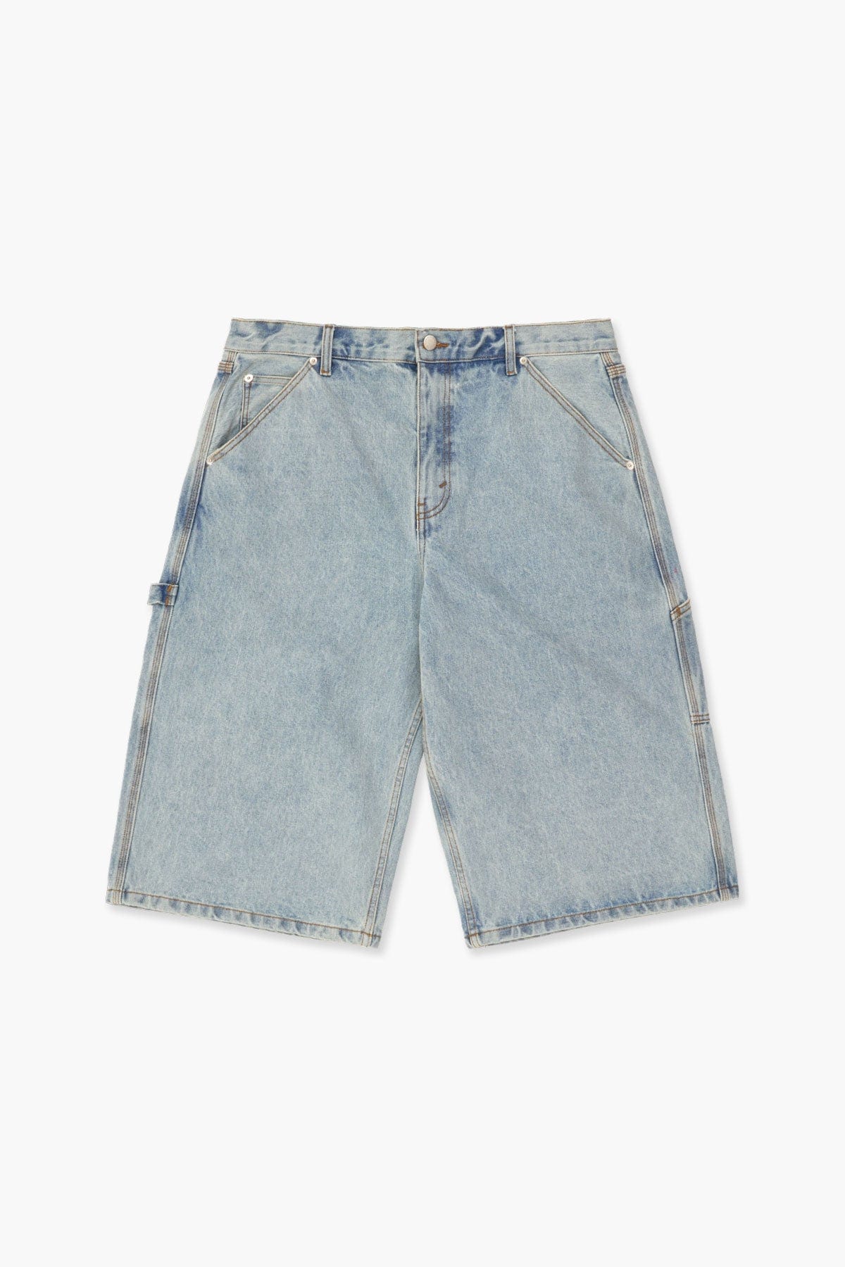 VERT CARPENTER DENIM SHORTS (LONG & LOOSE FIT) LIGHT BLUE