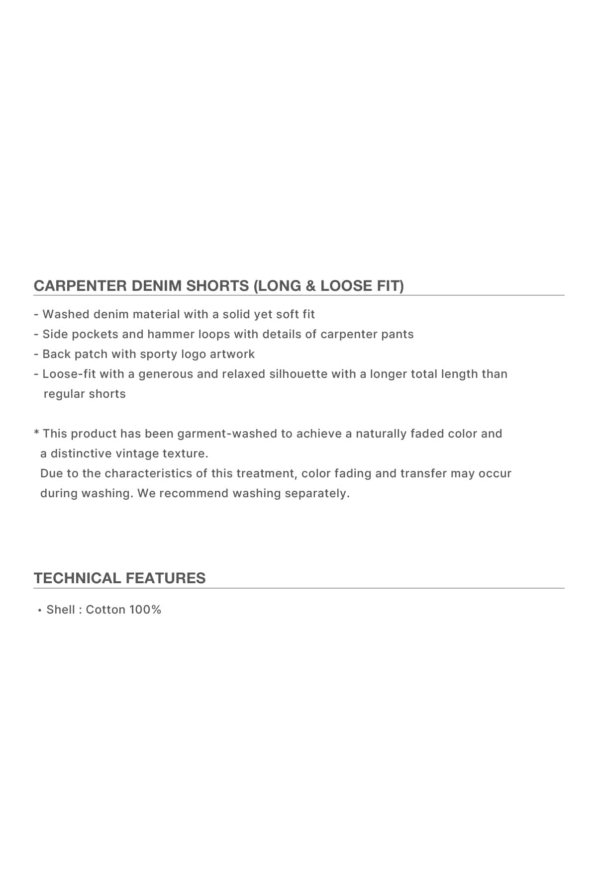 VERT CARPENTER DENIM SHORTS (LONG & LOOSE FIT) LIGHT BLUE