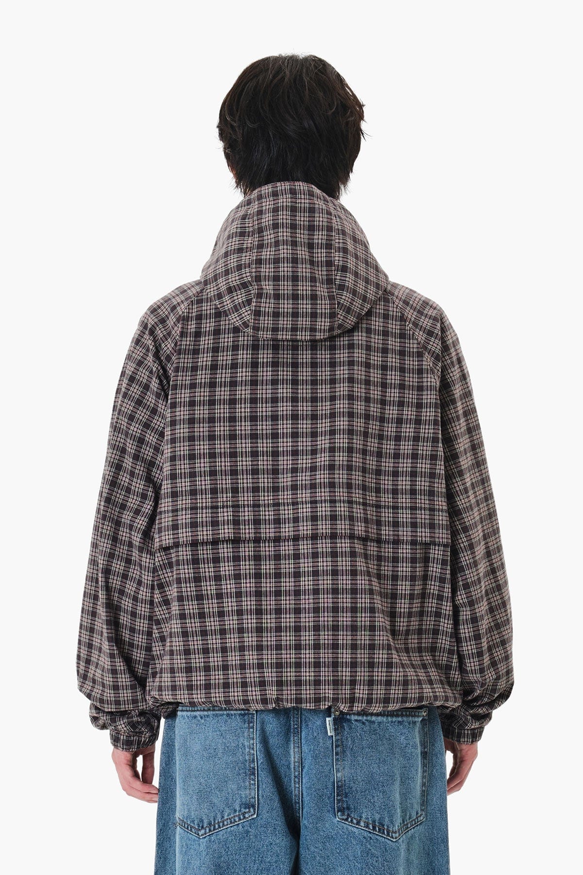 VERT CHECK HOODED JACKET CHECK BLACK