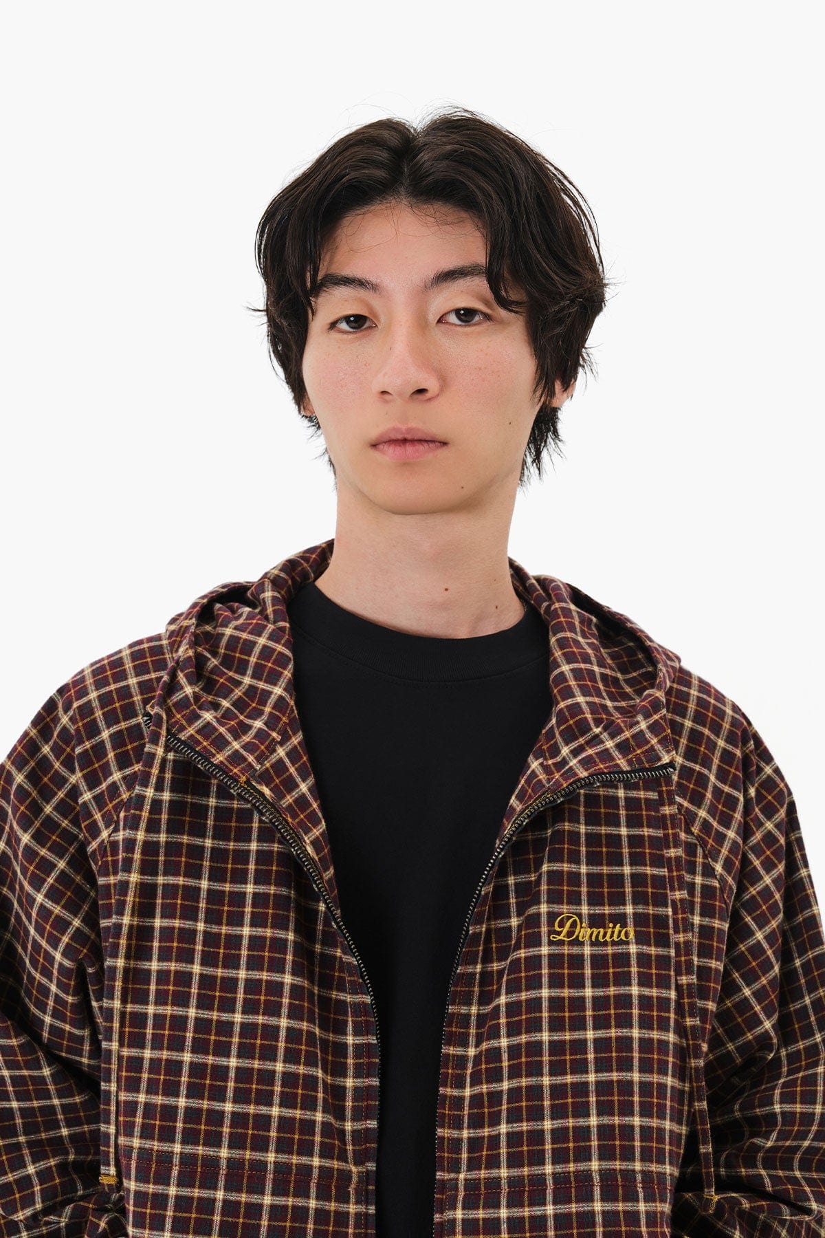 VERT CHECK HOODED JACKET CHECK RED