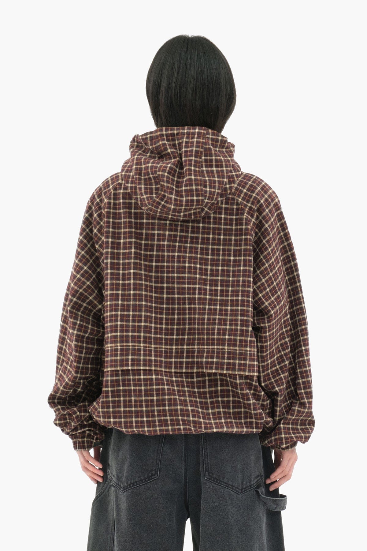 VERT CHECK HOODED JACKET CHECK RED