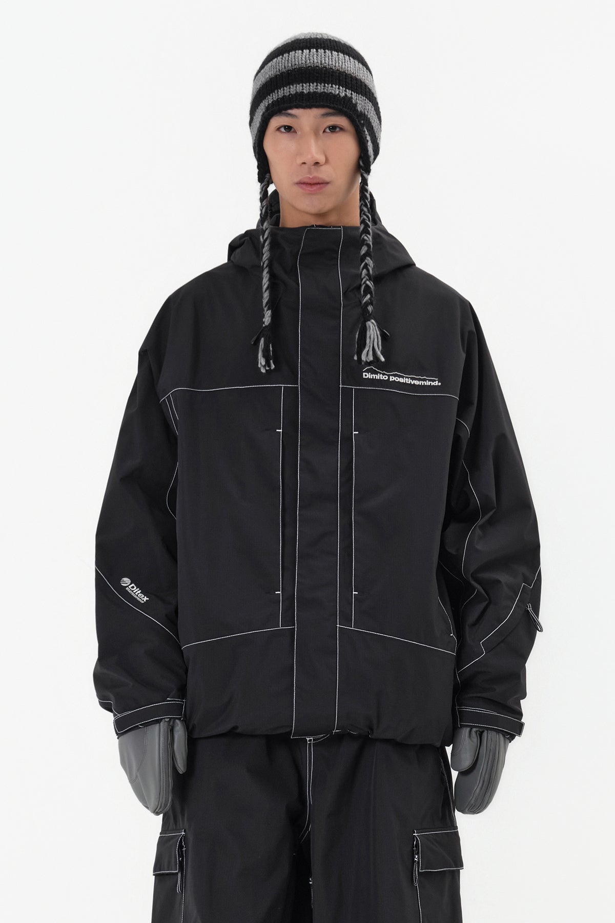 VERT LEATHER 3-WAY OPEN MITTEN COOL GREY