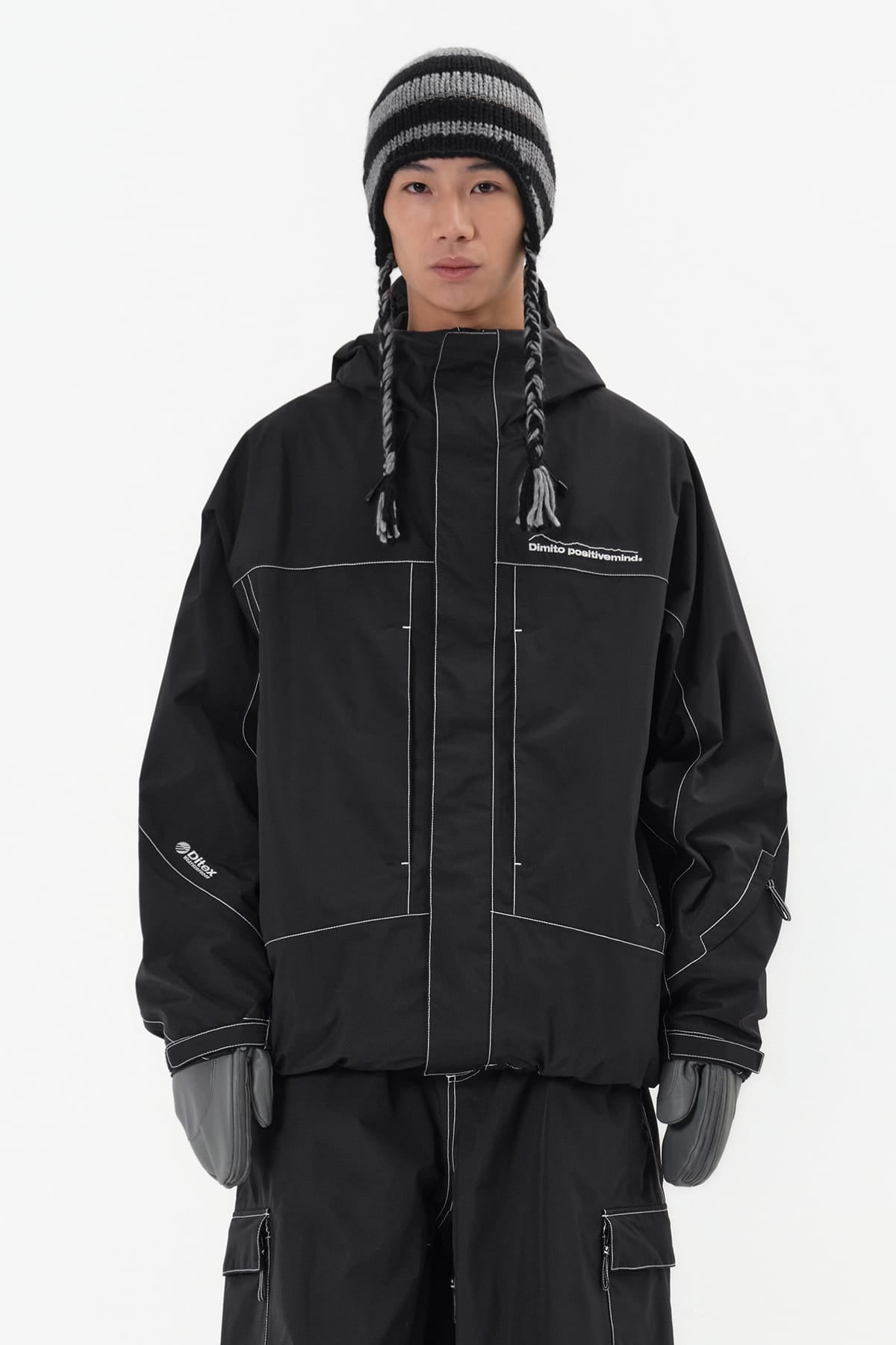 VERT LEATHER 3-WAY OPEN MITTEN COOL GREY