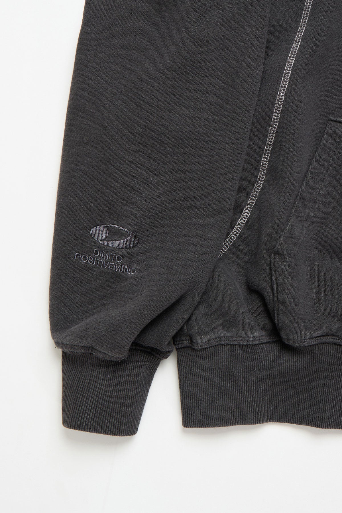 VERT LINE STITCHED GD HOODIE CHARCOAL