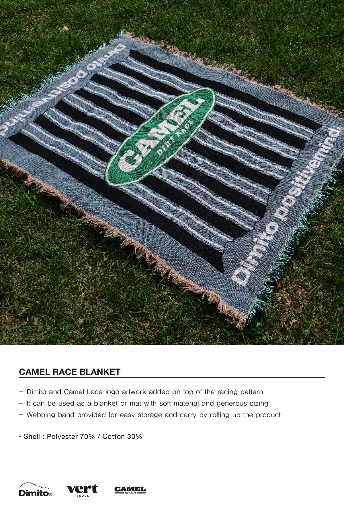 VERT ONE-SIZE CAMEL RACE BLANKET STRIPE GREY