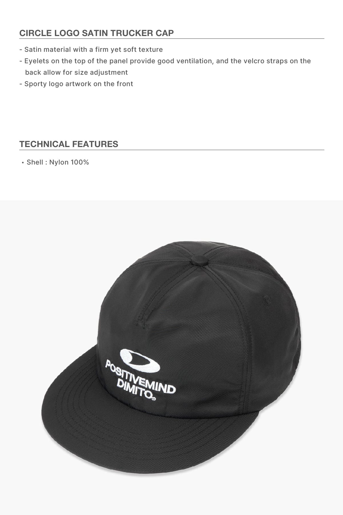 VERT ONE-SIZE CIRCLE LOGO SATIN TRUCKER CAP BLACK