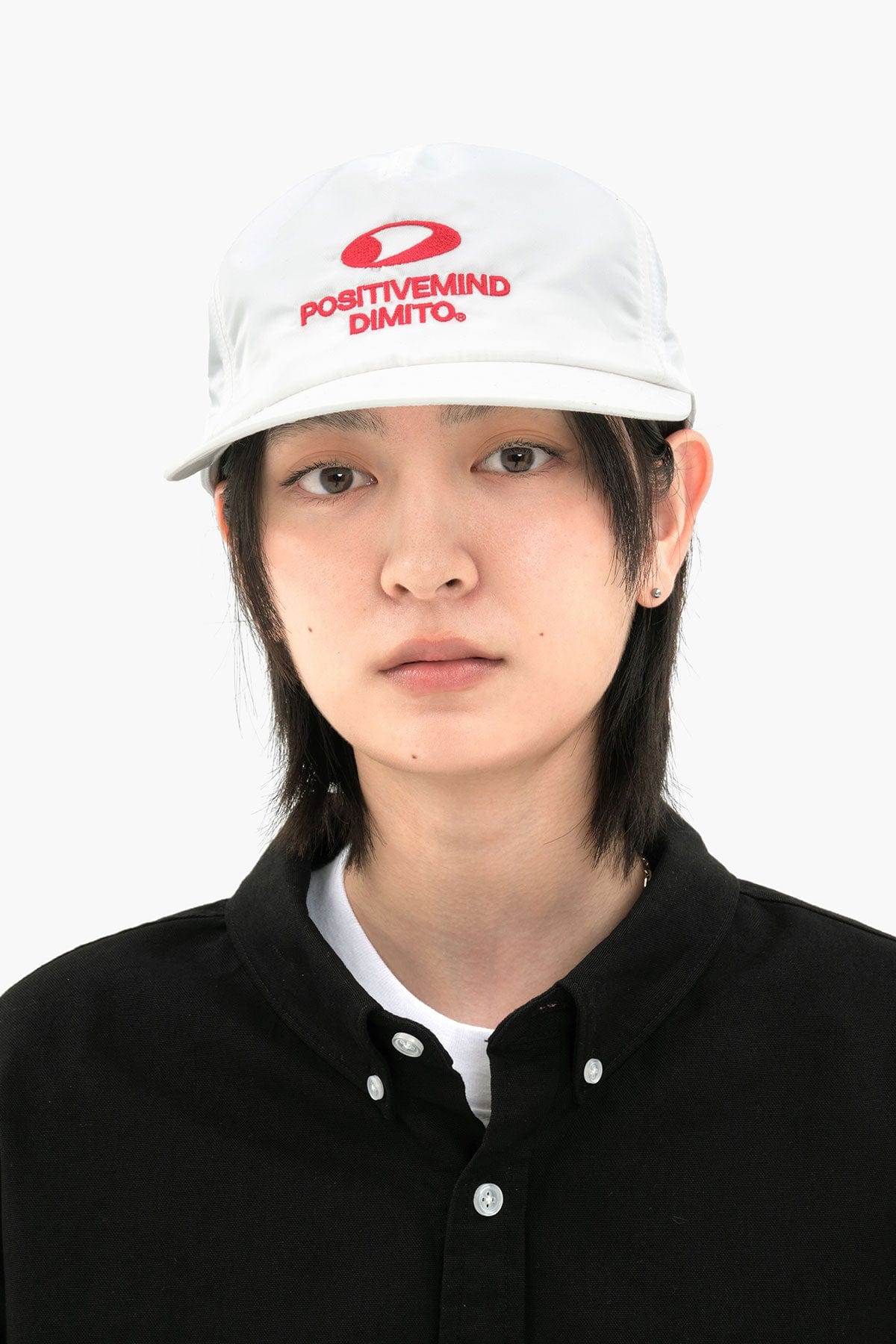 VERT ONE-SIZE CIRCLE LOGO SATIN TRUCKER CAP OFF WHITE