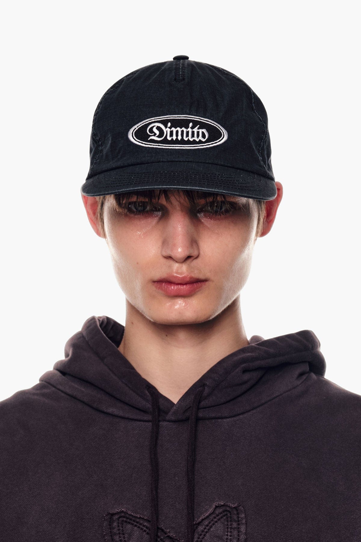 VERT ONE-SIZE DMT WASHED COTTON RIP TRUCKER CAP WASHED BLACK
