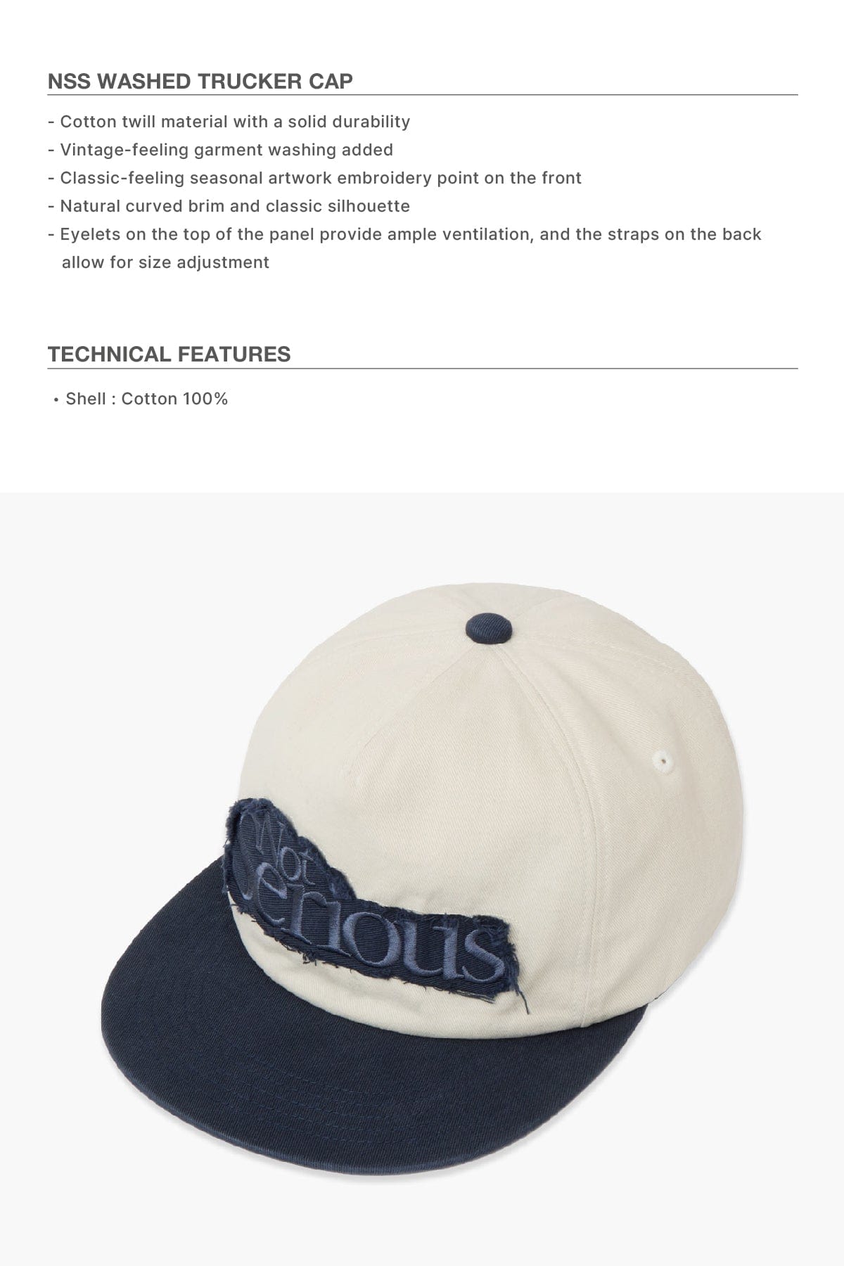 VERT ONE-SIZE NSS WASHED TRUCKER CAP WASHED IVORY (Delivery after 25.06.30)