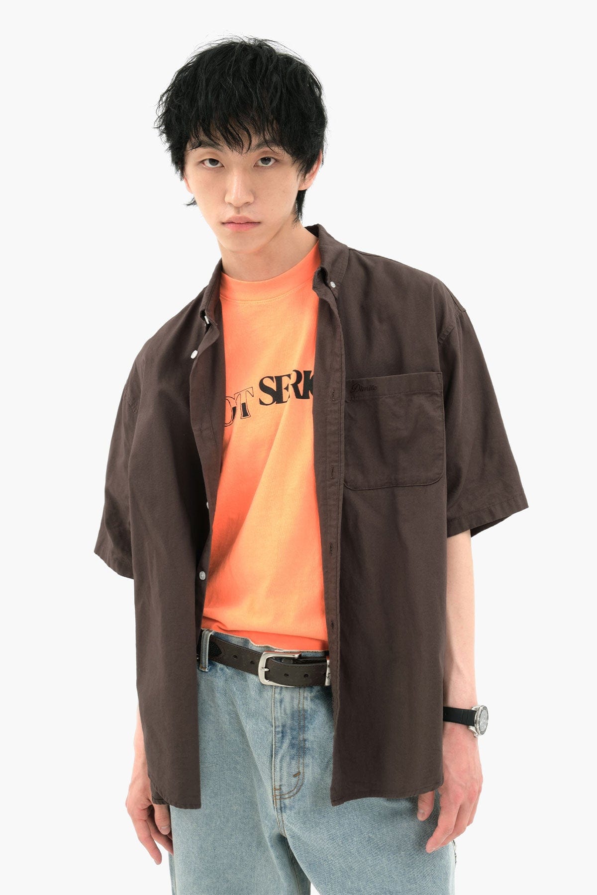 VERT OXFORD S/S SHIRT BROWN