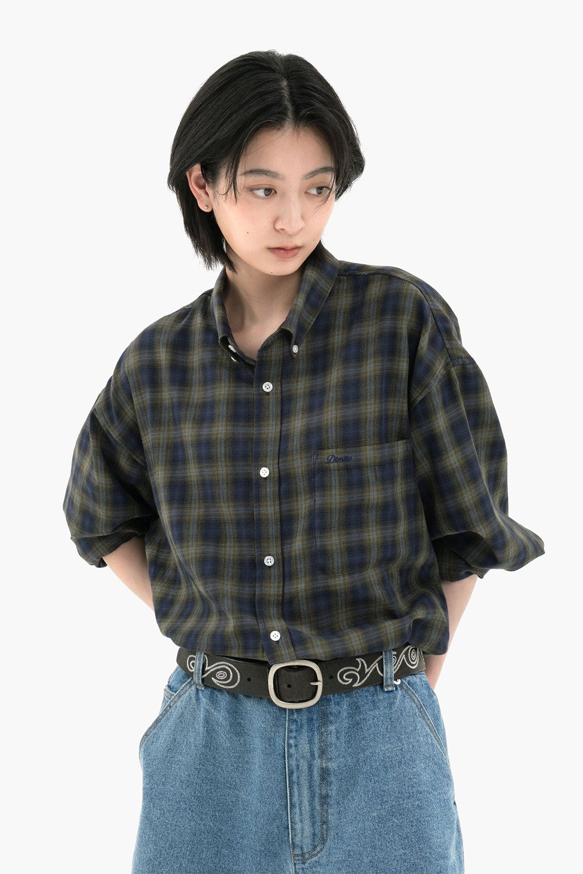 VERT PATTERN L/S SHIRT CHECK BLUE