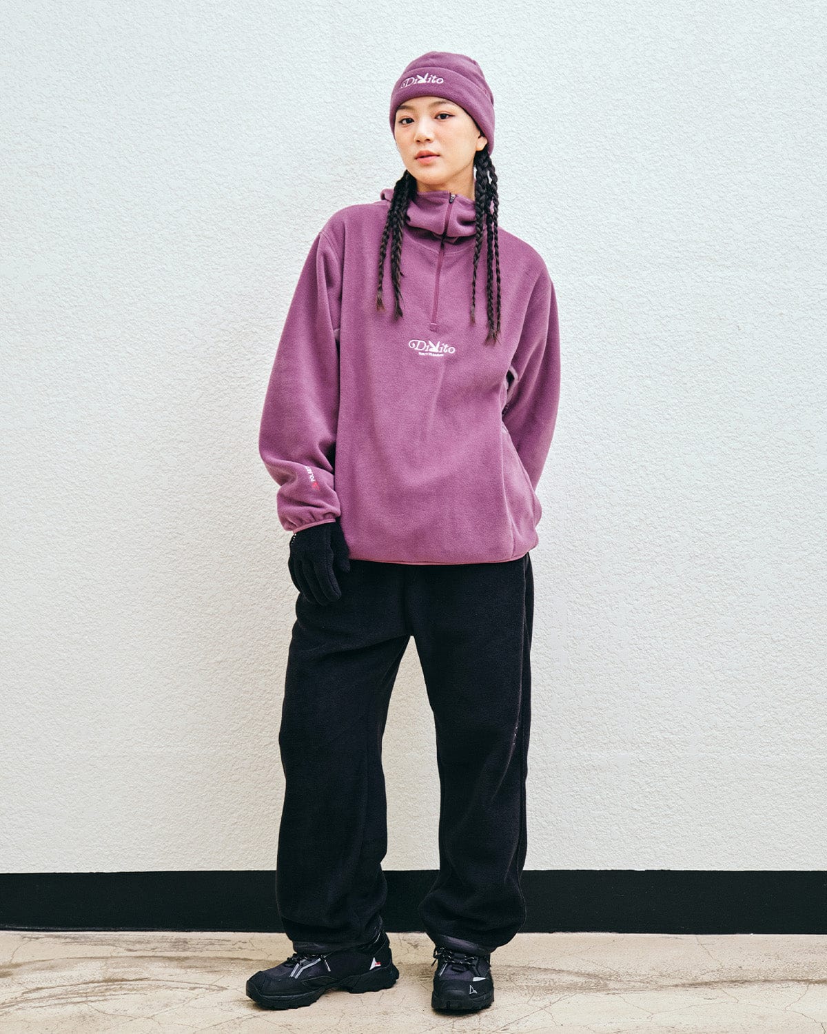 VERT POLARTEC (PLAYBOY X DIMITO) FLEECE HALF ZIP HOODIE PURPLE ASH