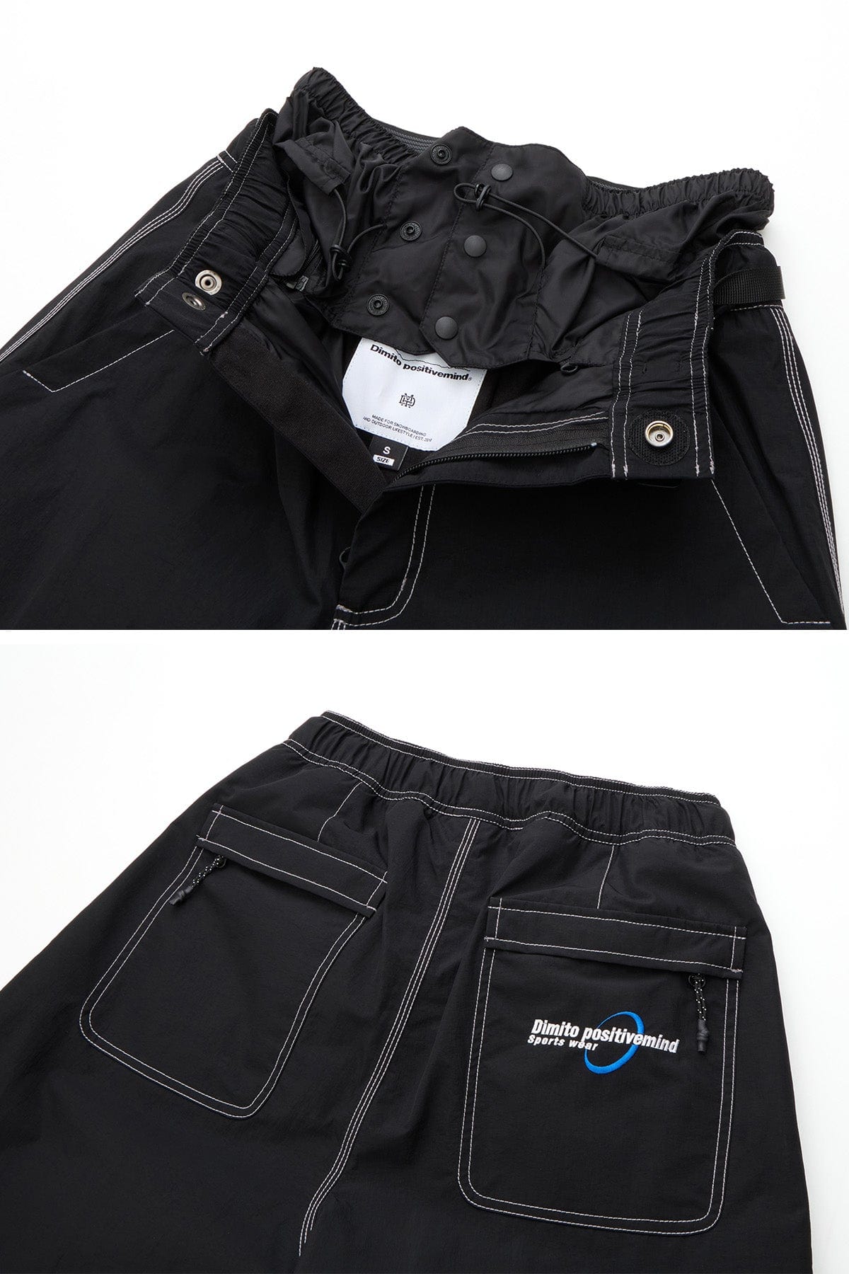 VERT STITCHED BIG PANTS BLACK (Wide Fit)