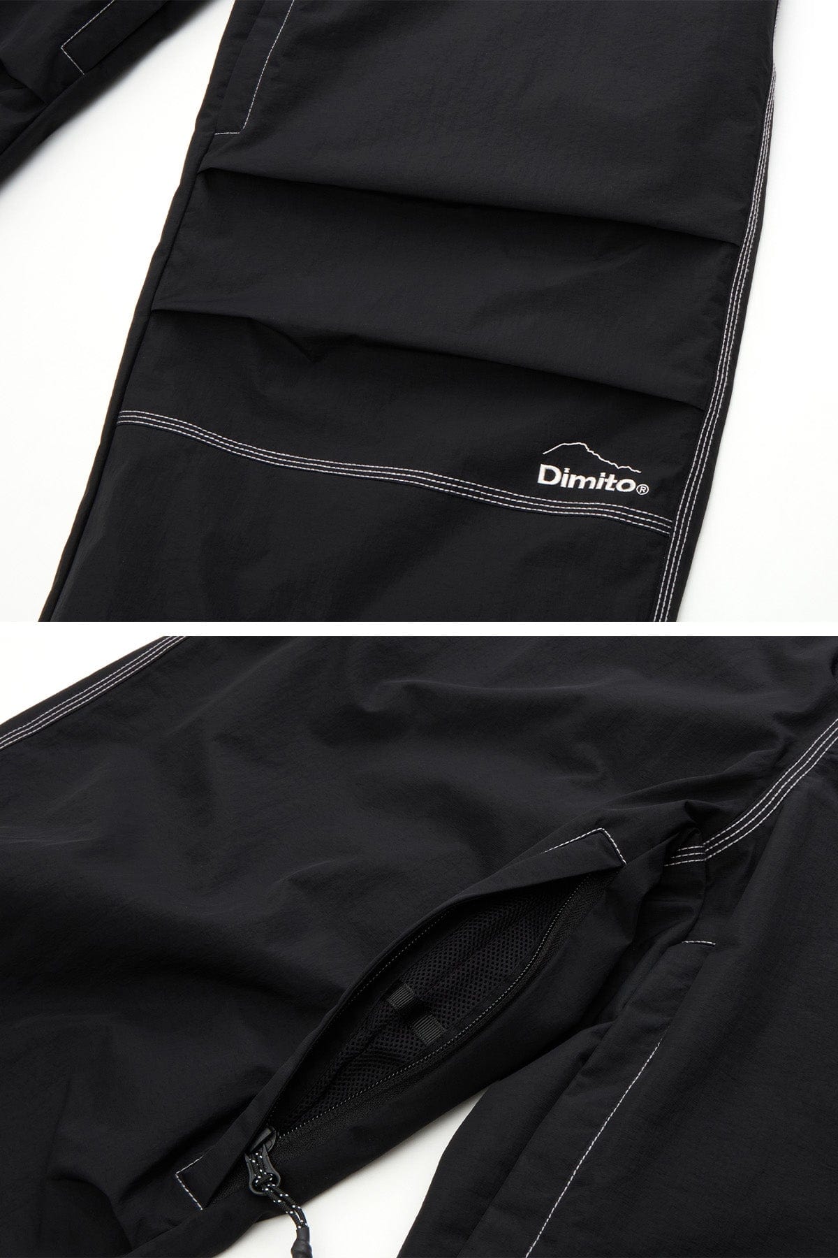 VERT STITCHED BIG PANTS BLACK (Wide Fit)