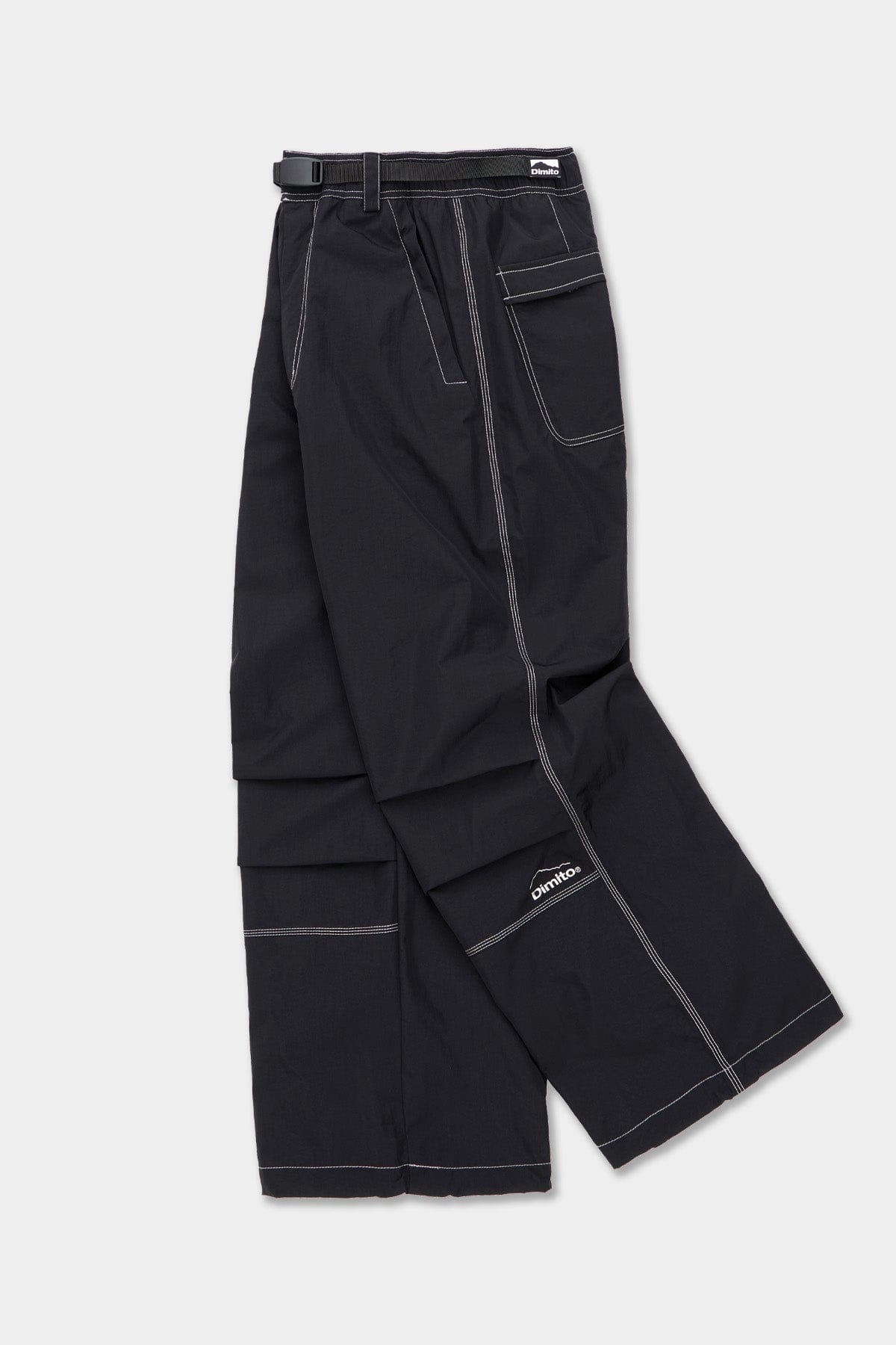VERT STITCHED BIG PANTS BLACK (Wide Fit)