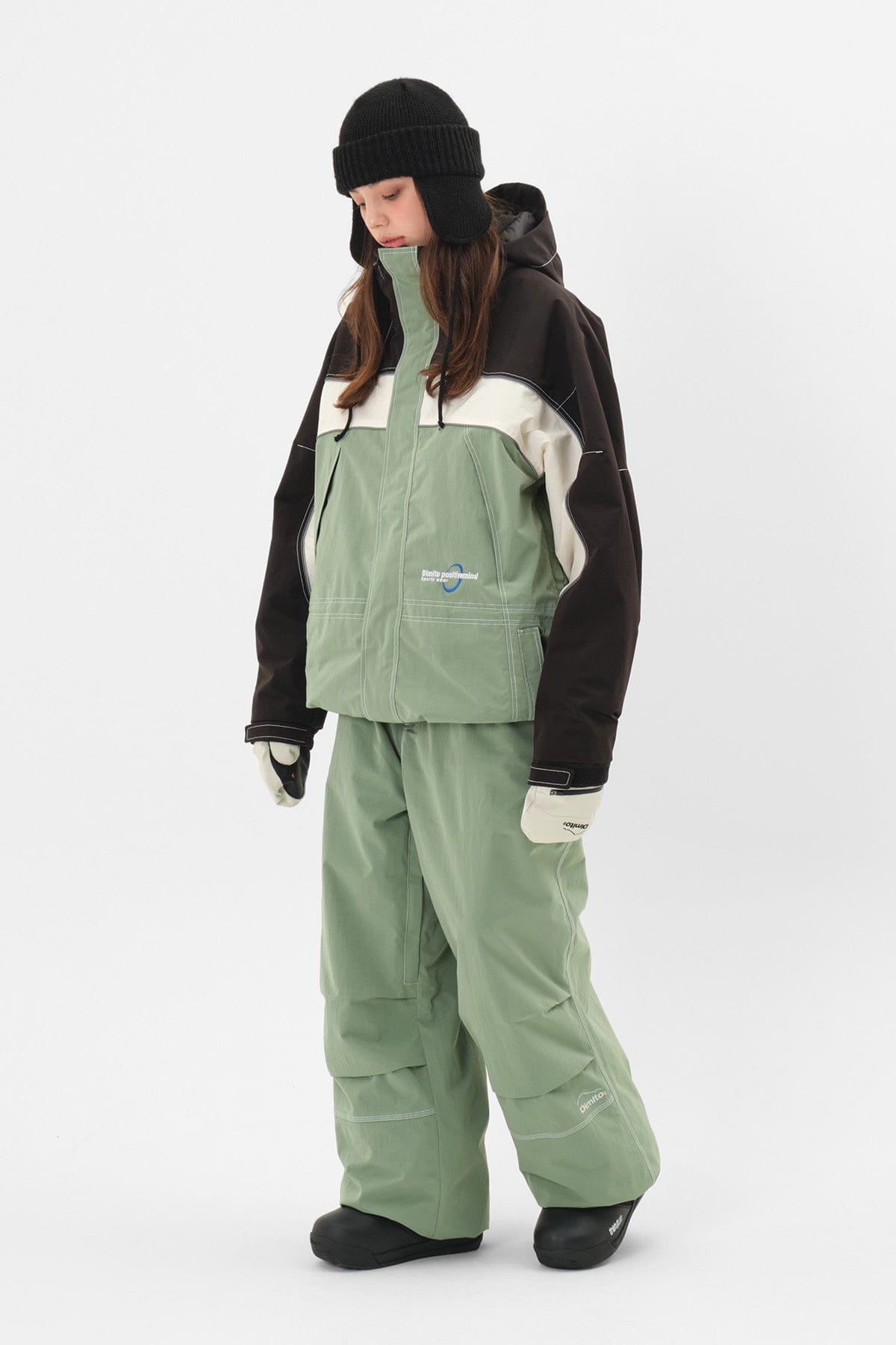 VERT STITCHED BIG PANTS SAGE GREEN