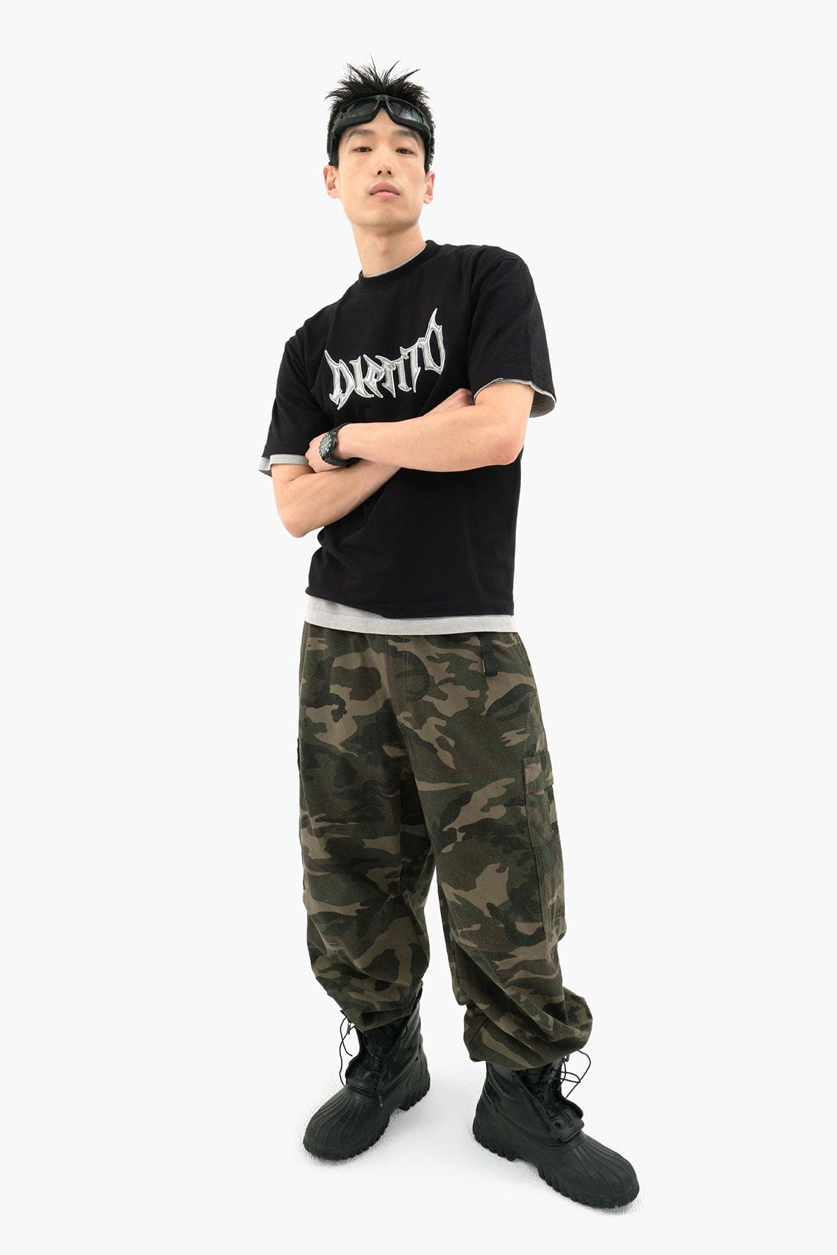 VERT WASHED CARGO PANTS (LOOSE FIT) WOODLAND CAMO