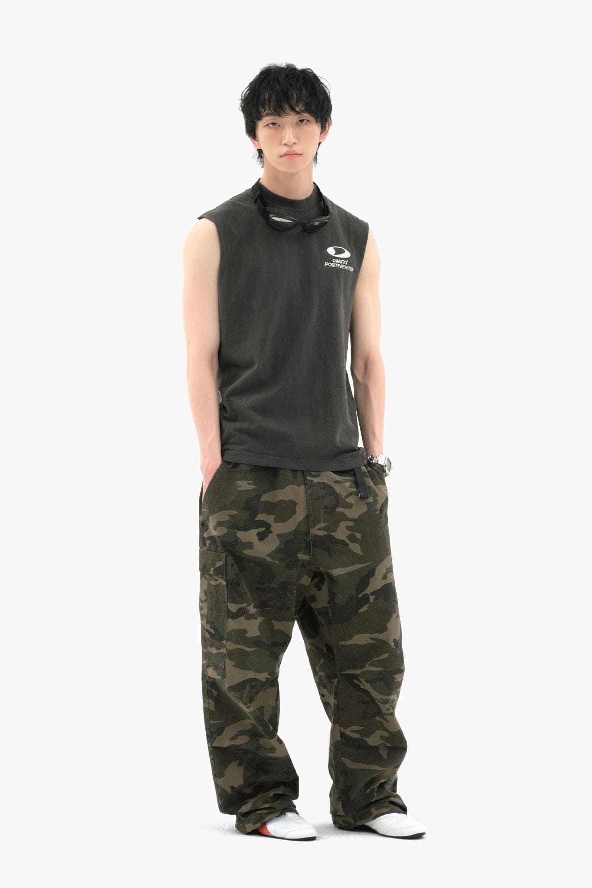 VERT WASHED CARGO PANTS (LOOSE FIT) WOODLAND CAMO