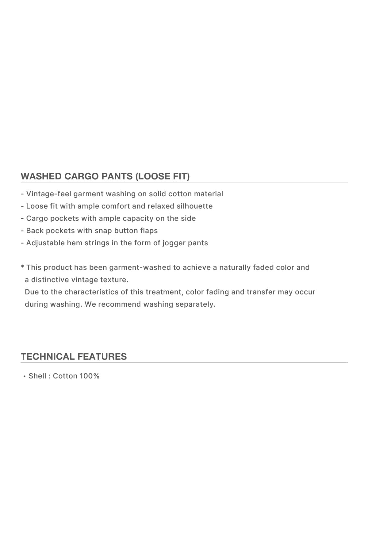 VERT WASHED CARGO PANTS (LOOSE FIT) WOODLAND CAMO